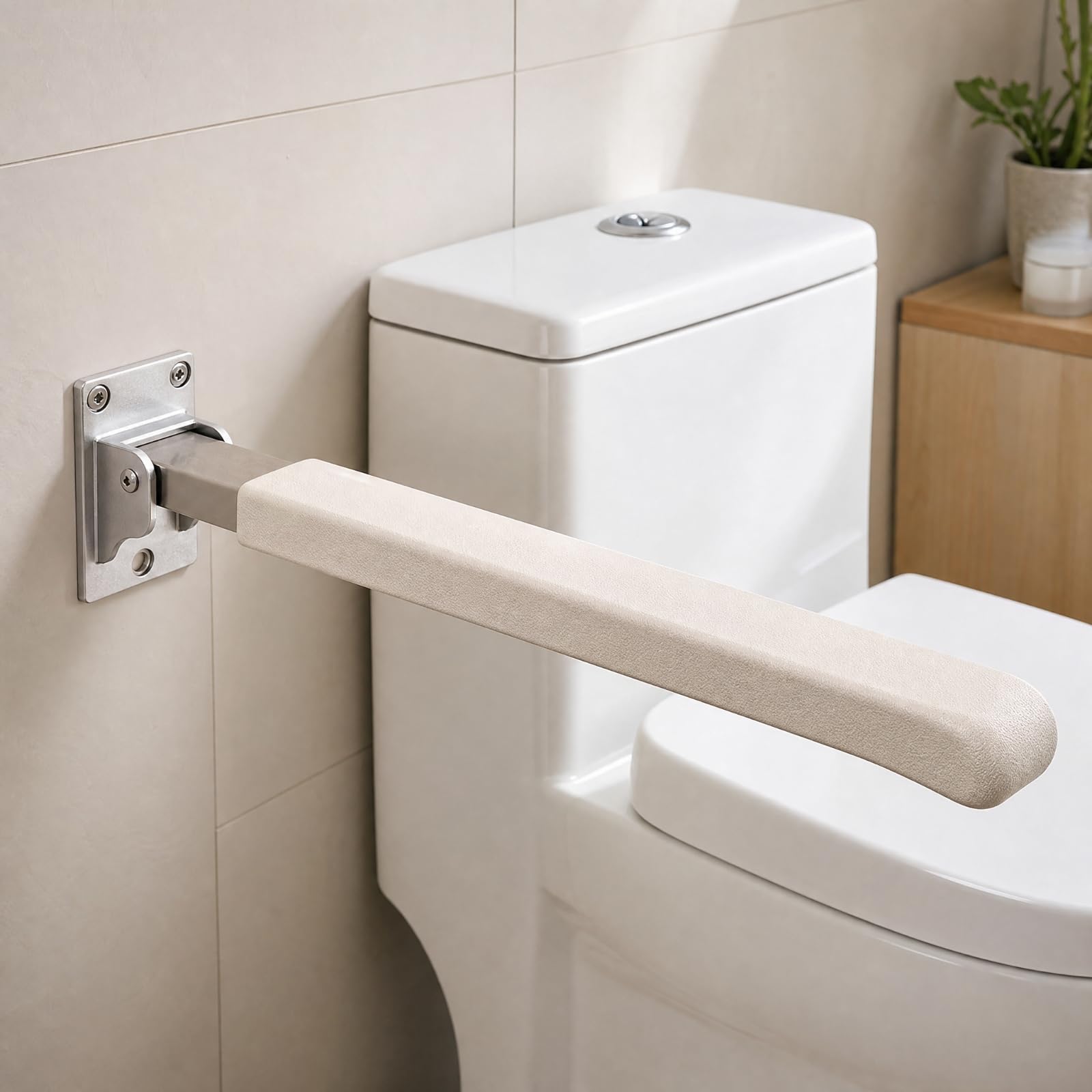 Klappbar montit-toilettengriff aus edelstahl wandmontit wc haltegriff oxidationsbeständig toilettengriff für familienbadezimm, Grauweiß, 62CM