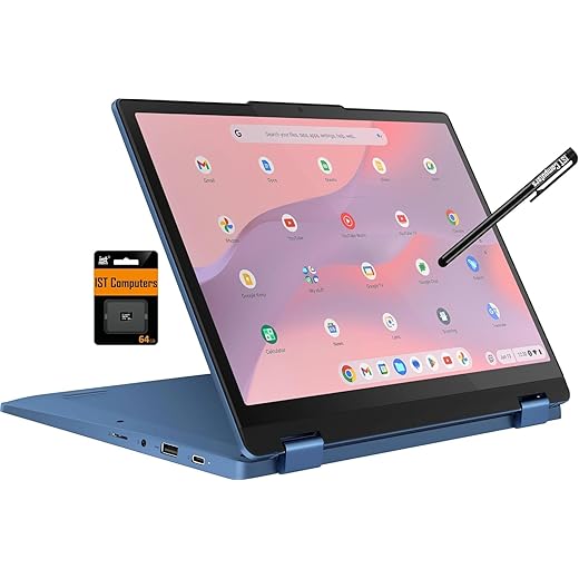 Lenovo 2022 IdeaPad Flex 3 11.6" HD 2-in-1 Touchscreen Chromebook (8-Core MediaTek MT8183, 4GB RAM, 64GB eMMC, Stylus, Webcam) Flip Convertible Home Education Laptop, IST Computers Pen, Chrome OS