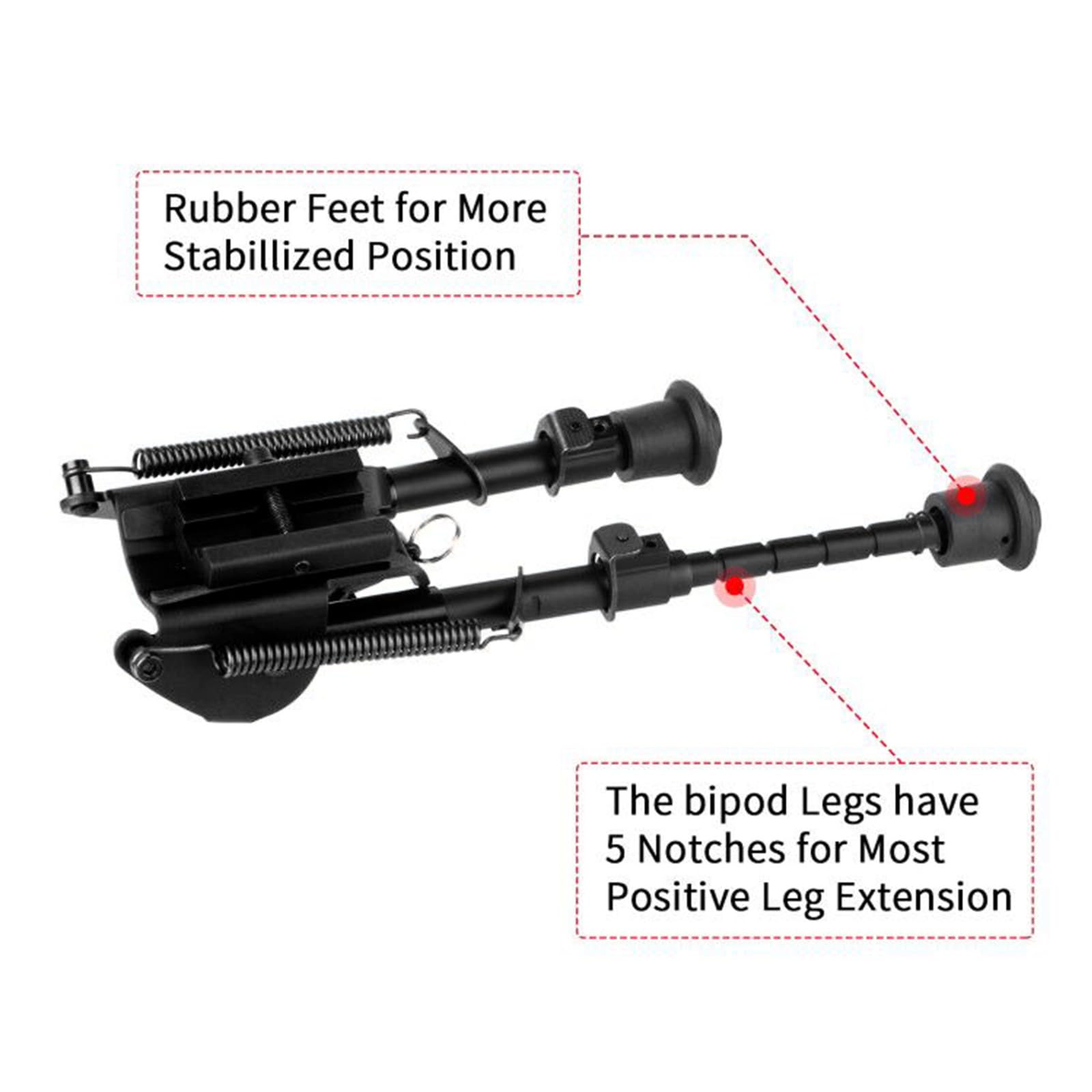 Bipiede Girevole tattico 6"-9" Barile Bipiede Universali Taglia 20mm - Perno Girevole a Molla Estensibile Regolabile per carabina ad Aria compressa