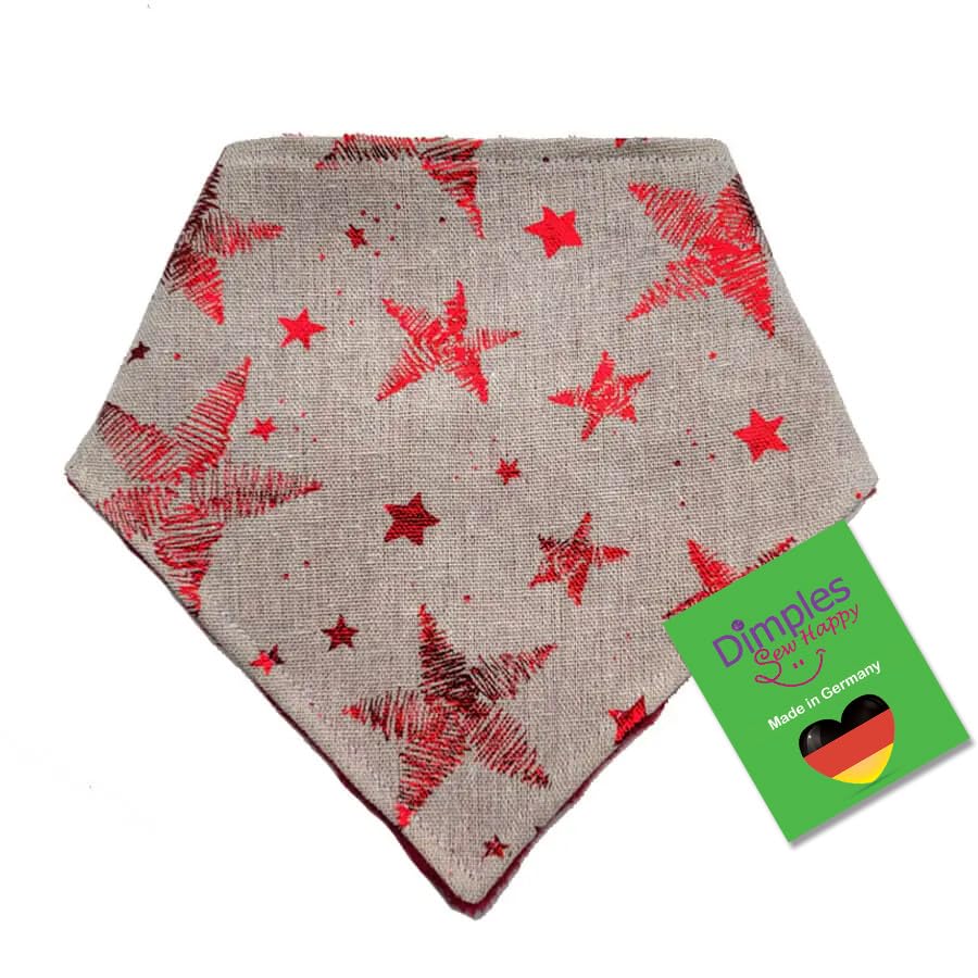 Bandana pour chien motif étoile de Noël rouge : élégance et finitions soignées en tissu de 50 cm
