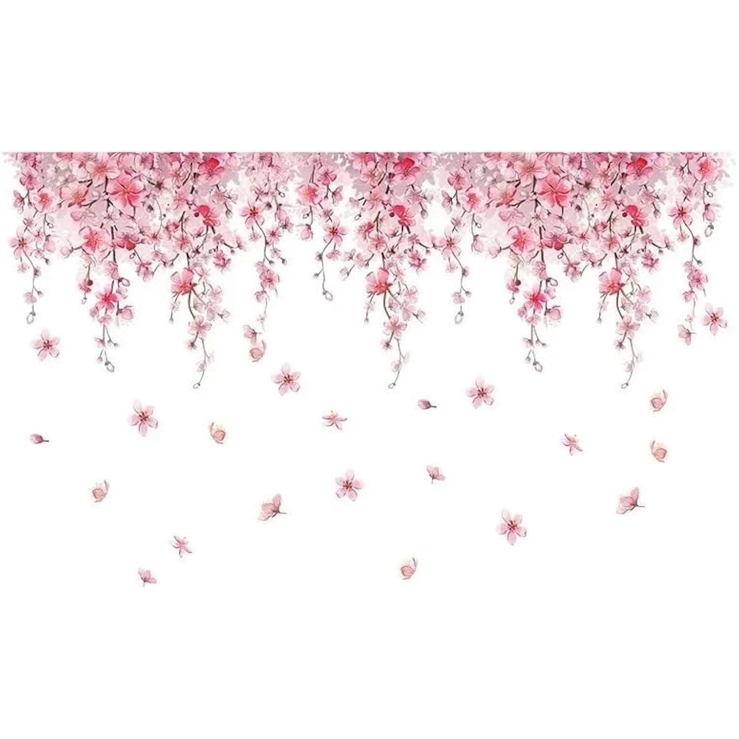 Flower Wall Stickers Pink Flower Vine Wall Sticker Kitchen Bathroom Living Room Decals Waterfall Art Home Decoration
