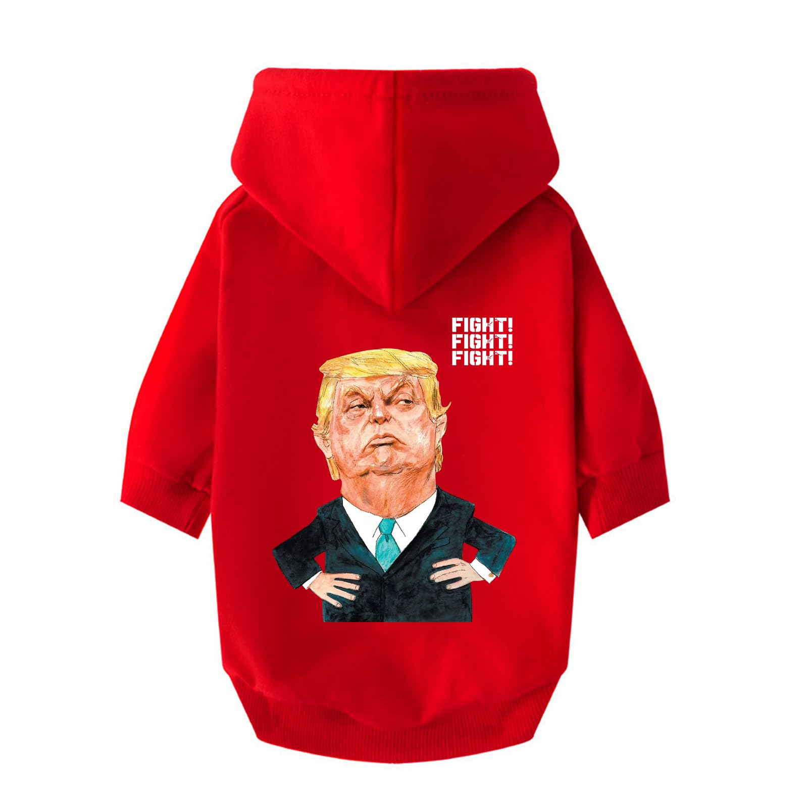 Dog Hoodies for Small Dogs,100% Cotton Small Dog Hoodie with Trump Cartoon Pattern, Dog Sweatshirts for Small Dogs Boy Girl,Frenchie Chihuahua Yorkie Clothes Fall Winter(Red,S)