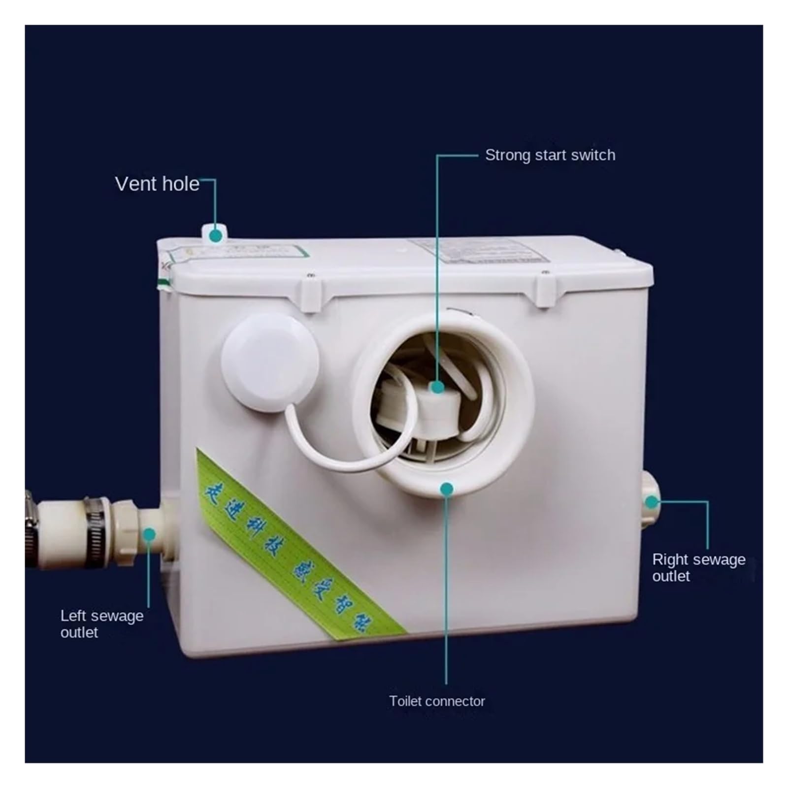 Bomba pulverizadora sanitaria de 500W, tratamiento automático, bañera triturada, fregadero, pulverizador eléctrico, tanque séptico, elevador de aguas residuales Aplicaciones versátiles