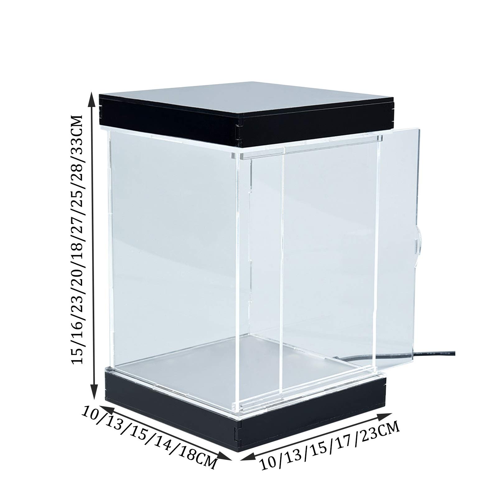 Klare Acryl-Display-Boxen, Acryl-Vitrine mit LED for Figuren Sammlerstücke Schiebetüren transparent mehrere Größen(17x15x27CM)