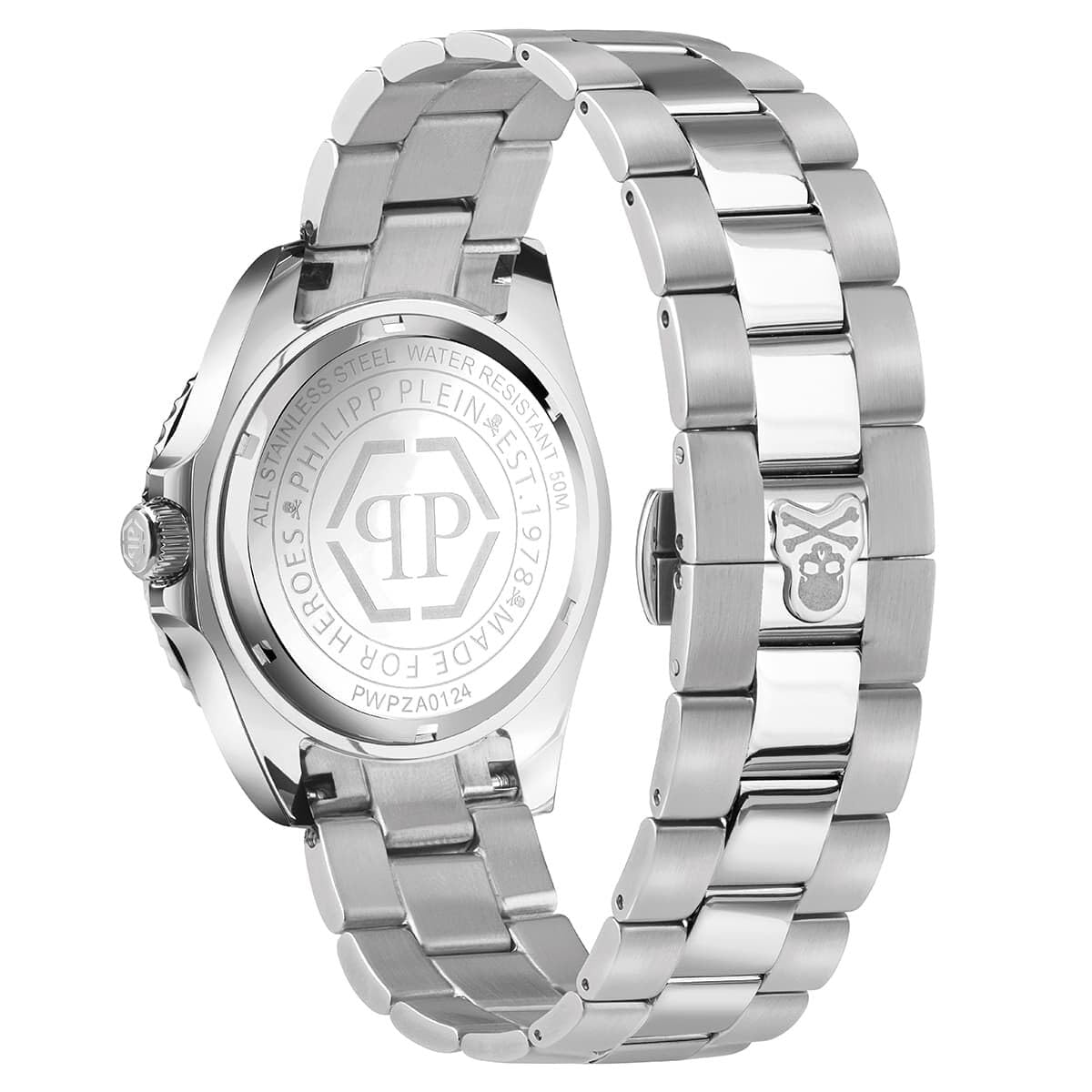 Philipp Plein Unisex Uhr Analog Quarz GMT-I Challenger BAGUETTES Edelstahl