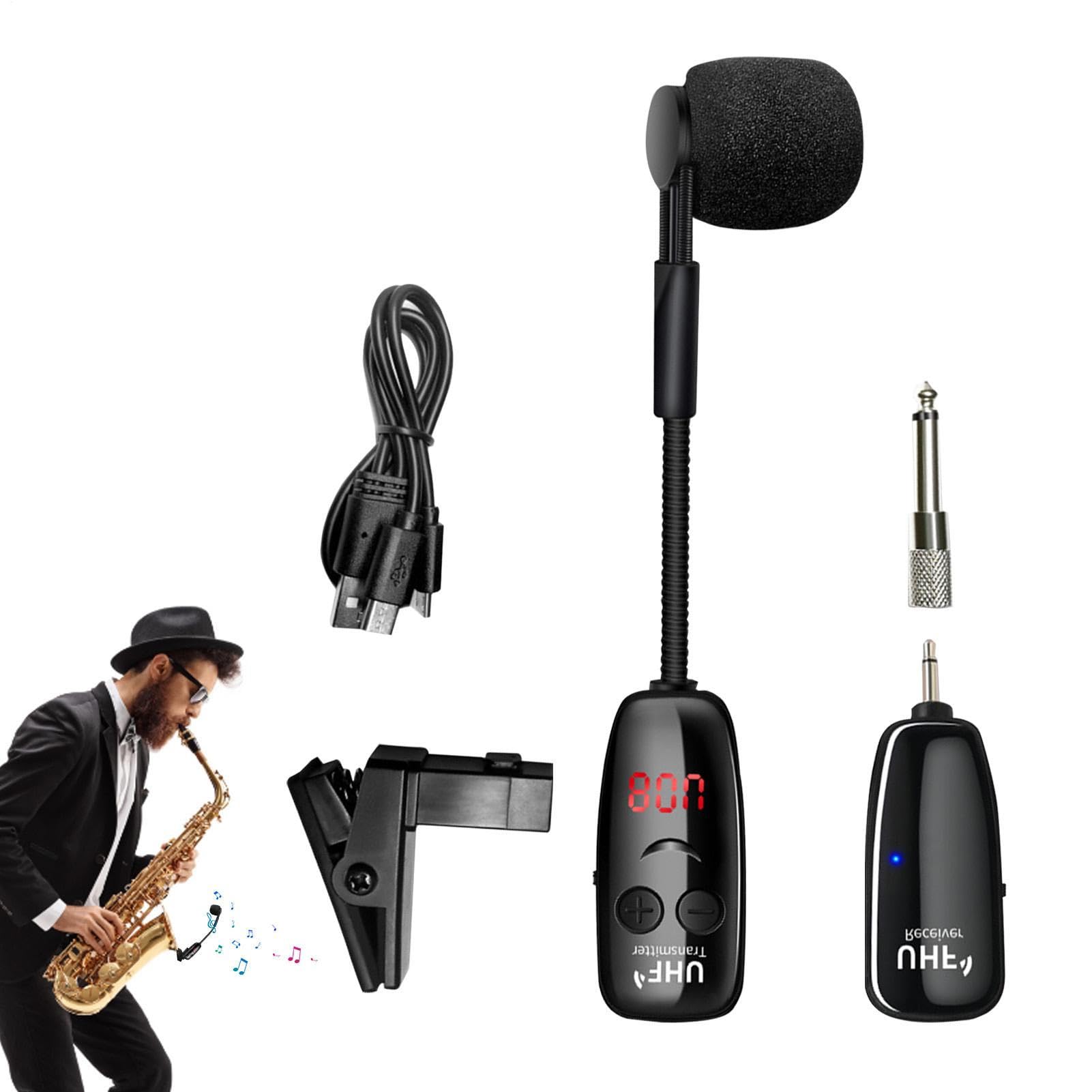 Micrófono Para Saxofón Herramienta de de Captación | Micrófono Inalámbrico De Saxofón Con Clip Y Alcance De Hasta 48 Metros Para Guitarra Acústica Piano Flauta