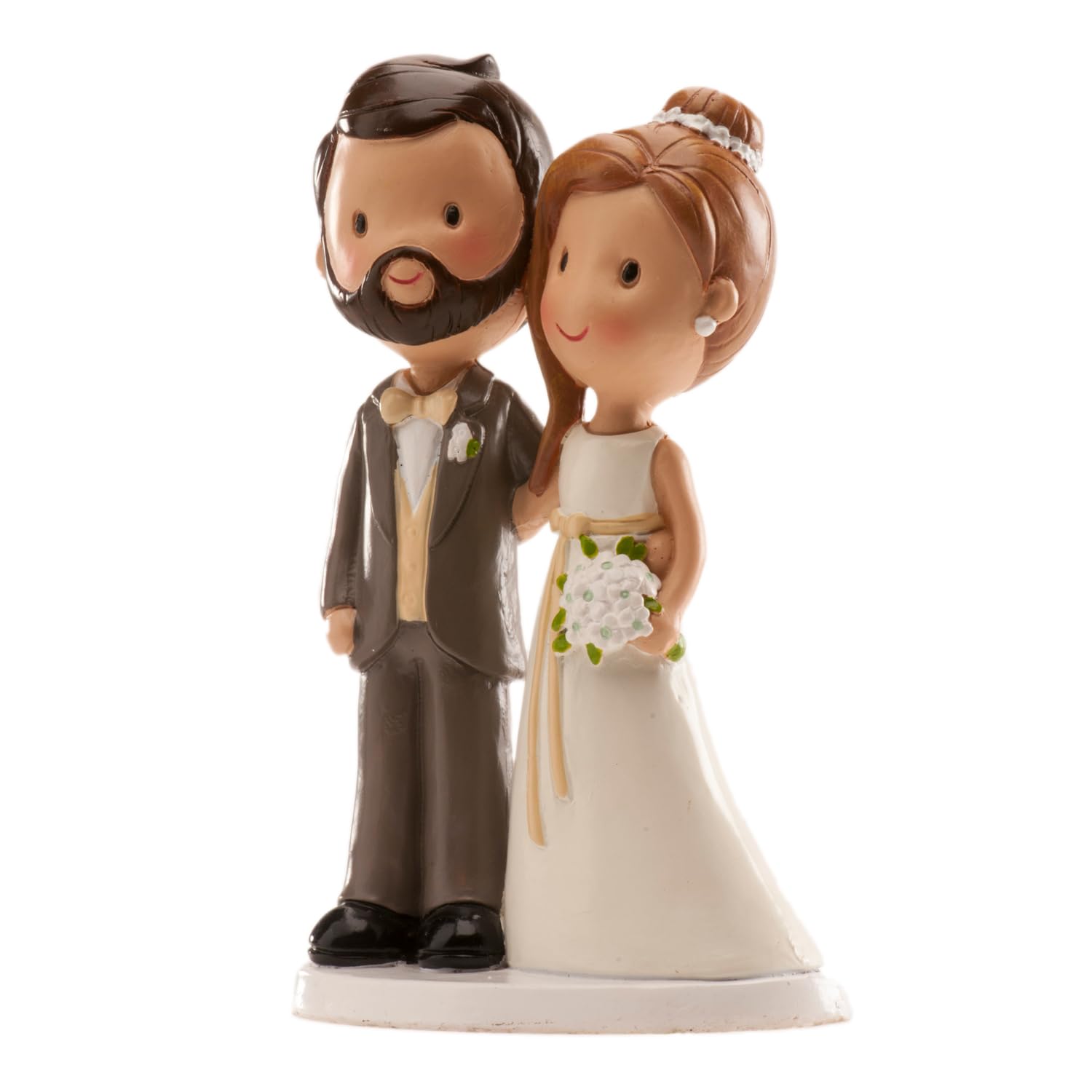 dekora – Sposini per Torta Matrimonio “Old Fashion” - 14 cm di Altezza – Cake Topper Matrimonio in Resina - Statuine Sposi per Torta Nuziale – Base Adatta al Contatto Alimentare