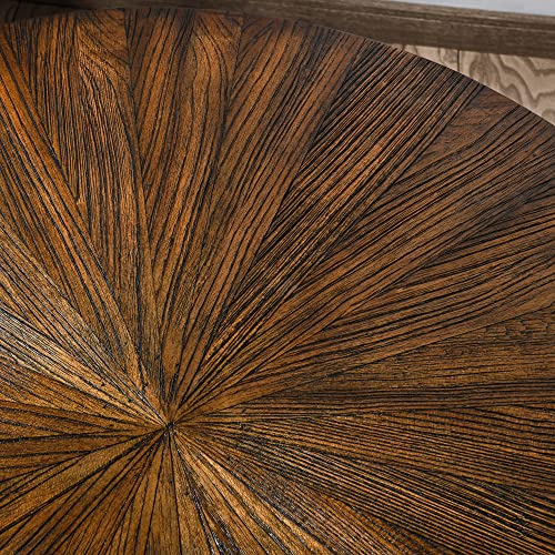 Moderion Large End Table With Storage Shelf Rustic Circular Sofa Side Table With Black Metal Legs Solid Wood Nightstand Telephone Table For Living Room Bedroom 25.2”D X 24”H Natural Brown Cjz1338Nc #TOP4