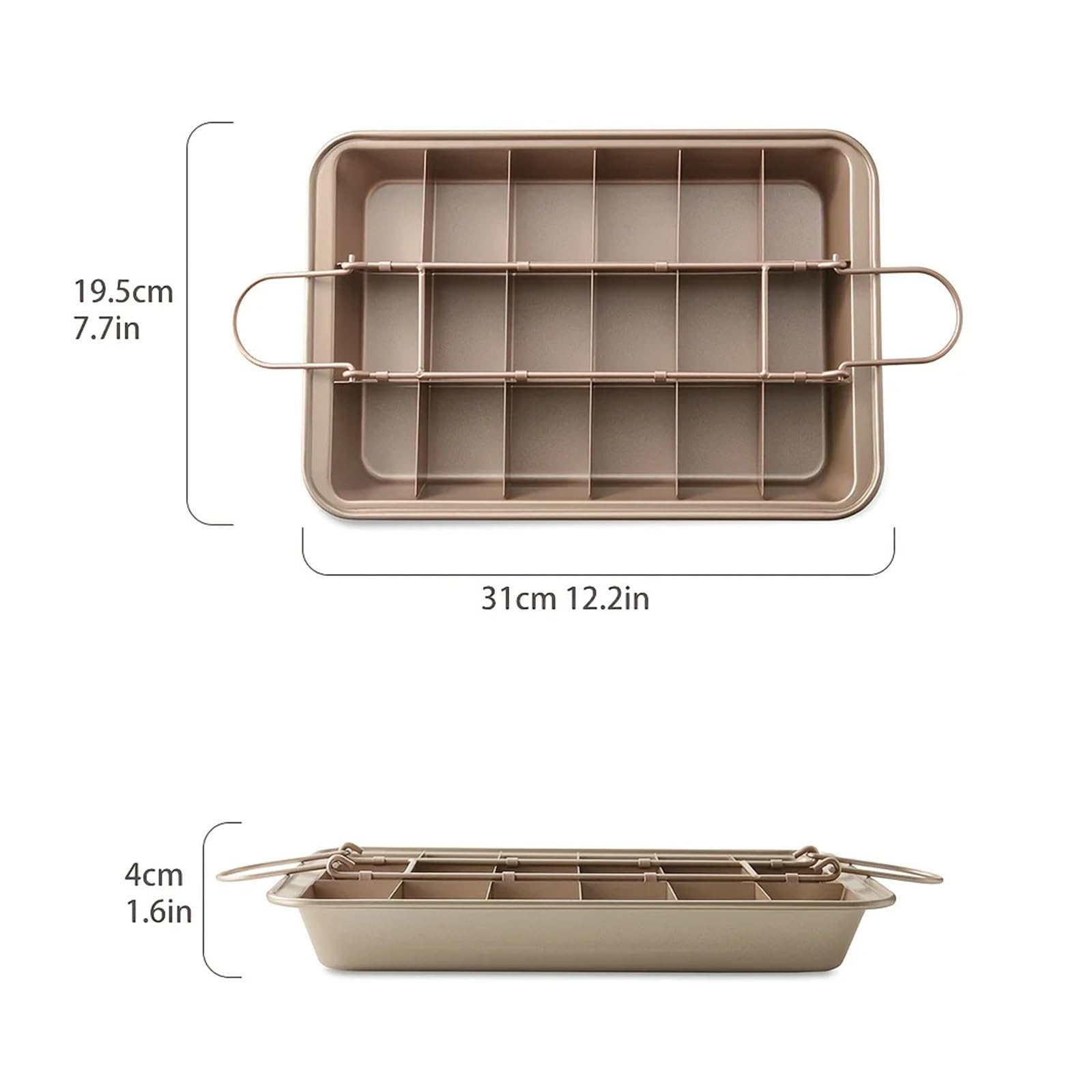 Antihaft Carbonstahl Brownie-Backform mit Trennwänden