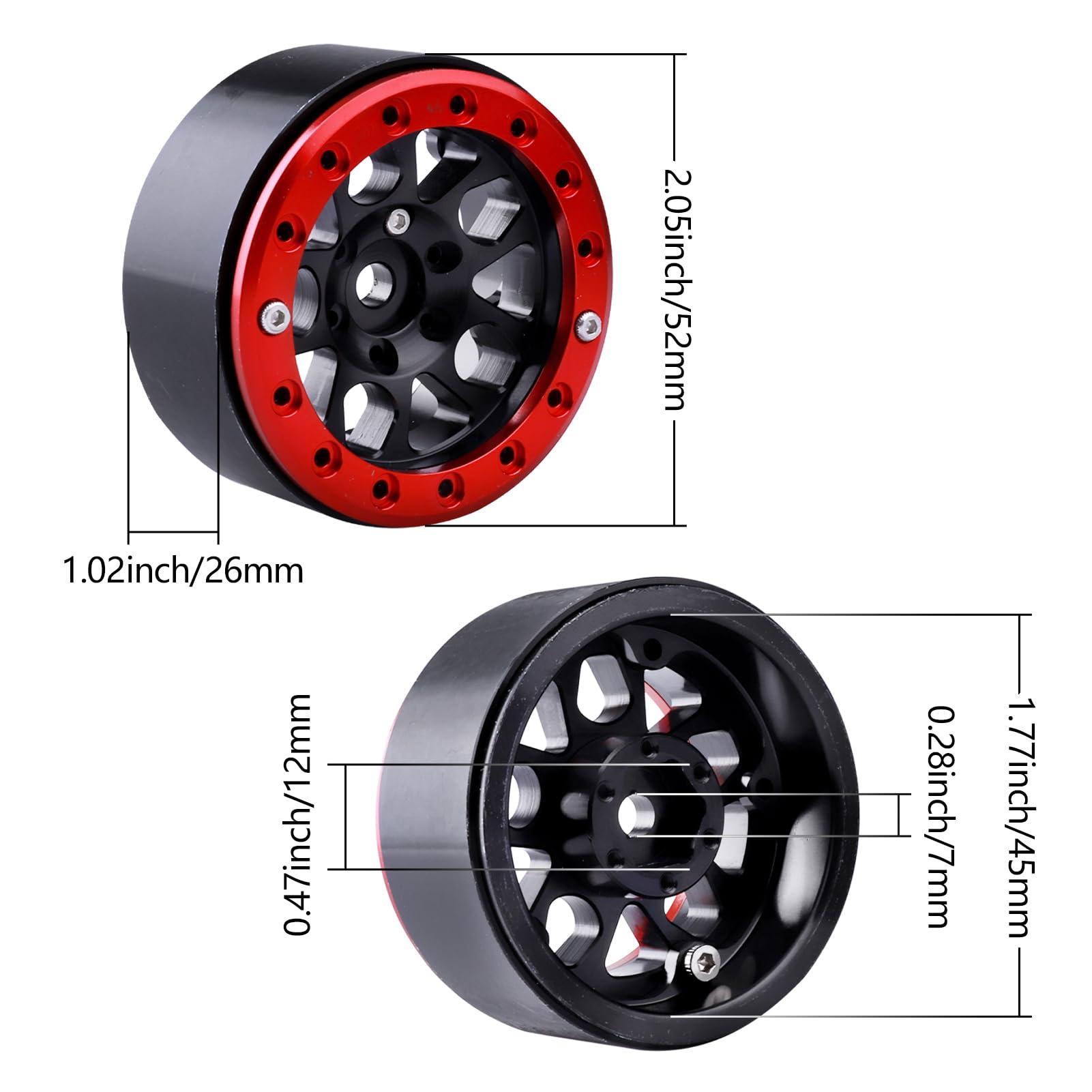 INJORA 1.9 Cerchi Ruota Beadlock per 1:10 RC Crawler Axial SCX10 PRO SCX10 III TRX4 VS4-10 Redcat Gen 8 7 PRO Enduro,Lega Metallica,107g/pz (Bianco