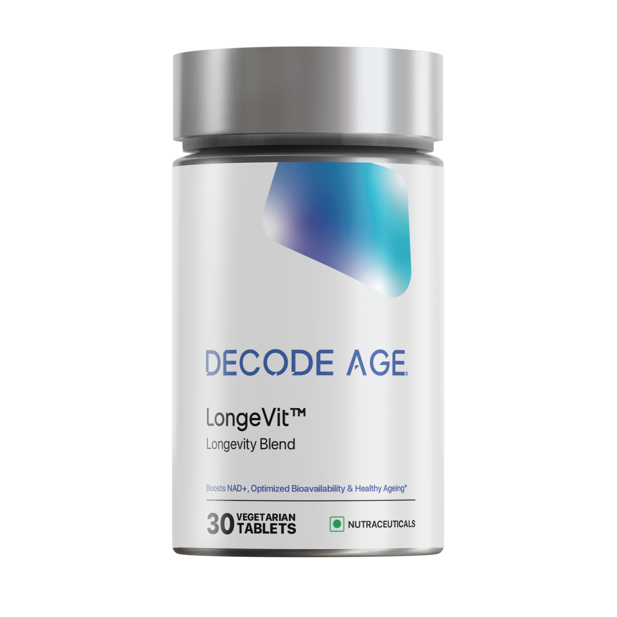 Decode Age LongeVit Supplement | Slow Down Ageing | Improve NAD+, Energy Level & Overall Stamina | Recovery from DNA damage (30 Veg Tablets)
