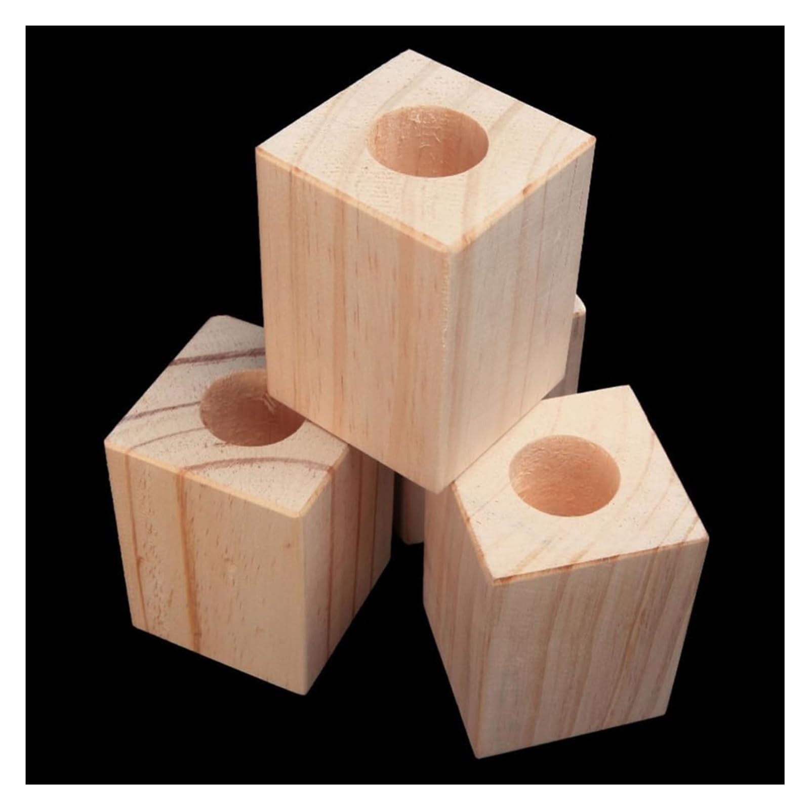 Podwyżki meblowe, Podwyżki meblowe Cube 4 szt. Podwyżki stołowe, Podwyżki łóżka o dużej wytrzymałości, Podpory do 500 kg, Nogi mebli drewnianych, Zwiększone urządzenie(Ø 5cmIncrease Height 15cm)