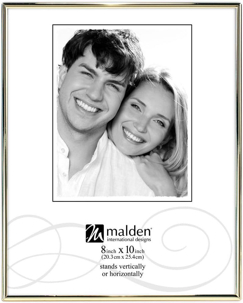 Malden International Designs Simplicity Bright Metal Picture Frame, 8x10, Brass