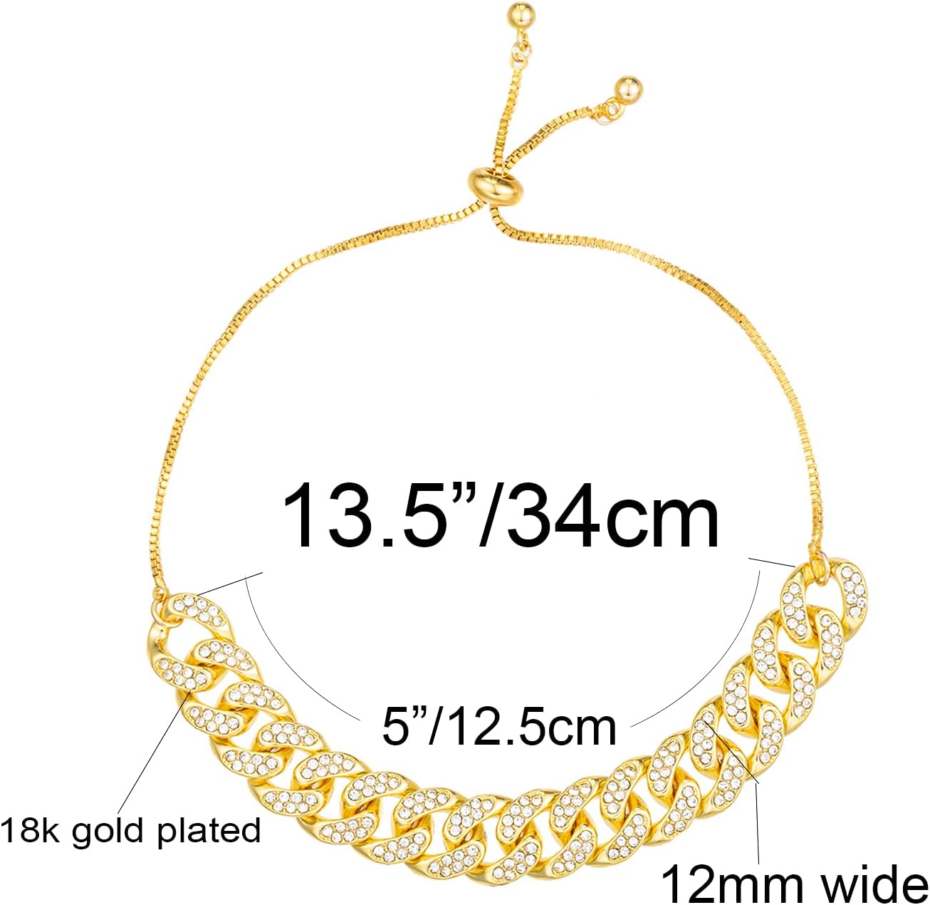 kelistom Gold Cuban Link Anklet for Women Men, 18K White Gold Plated Hip-hop Rhinestone Filled Ankle Bracelets for Women Teen Girls - Image 2