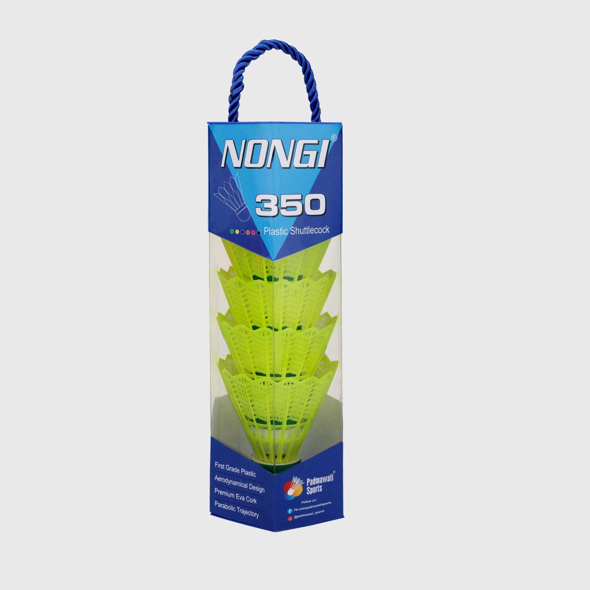 NONGI 350 Plastic Badminton Shuttlecocks for Indoor Outdoor Badminton Sports - Color Yellow - Speed Medium - Pack of 5 Shuttle 2