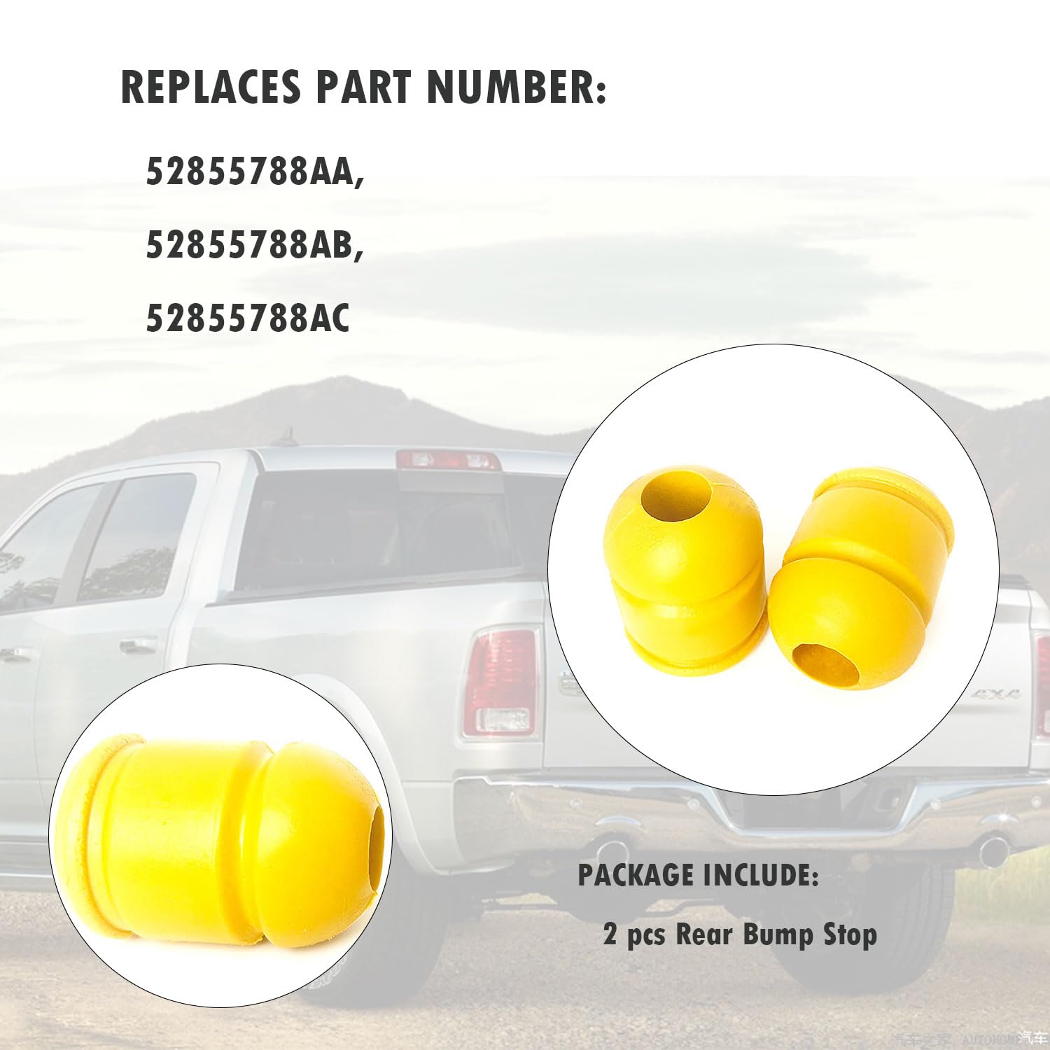 52855788AB Posteriore Bump Stop Fit per Dodge RAM 1500 2009-2020 Braccio di Controllo Sospensione Posteriore Stop Paraurti Sostituire 52855788AC 52855788AC 2 PZ