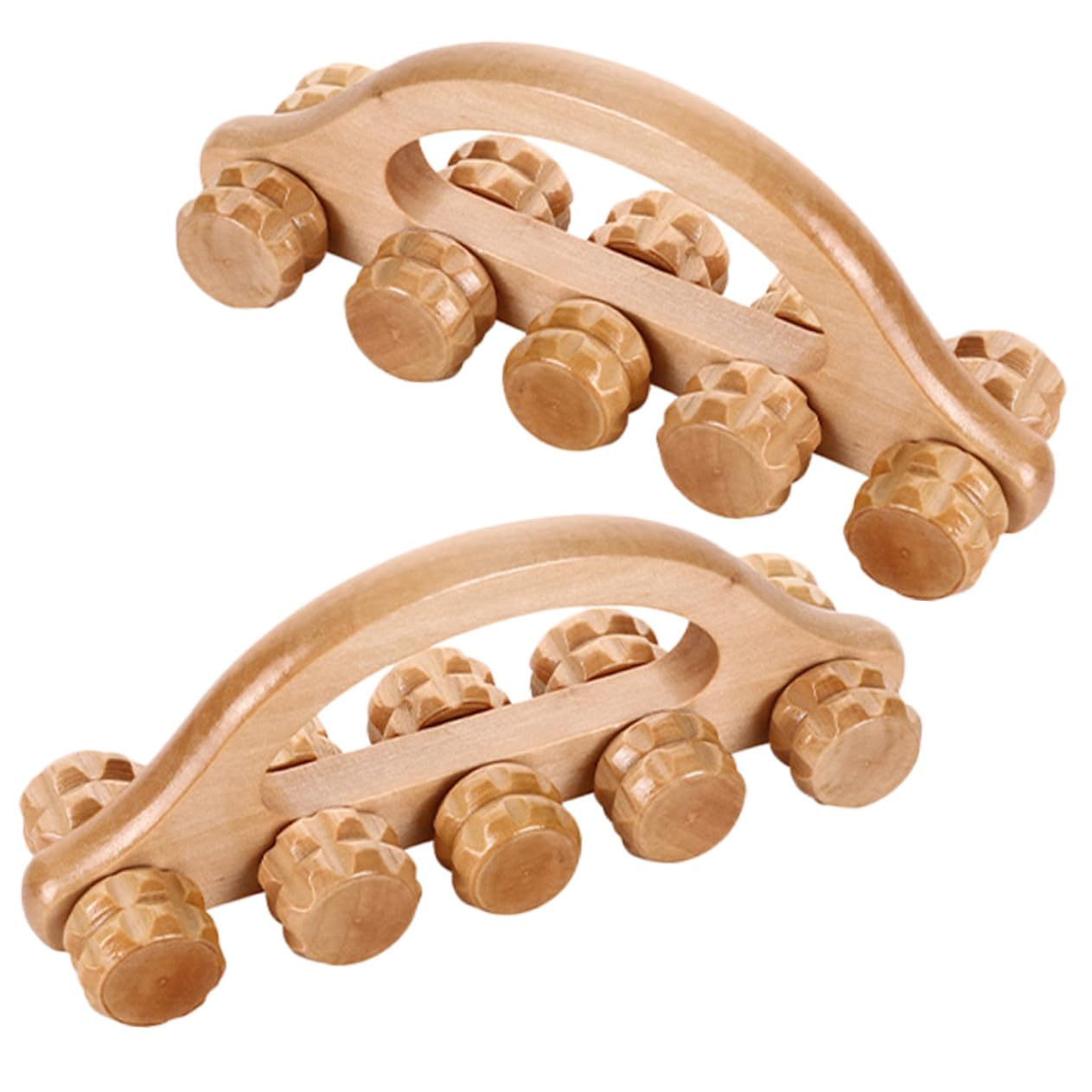 FRCOLOR 4 Sätze Wadenrolle Für Muskeln Massagemaschine Gemeinsam Massagestab Massagerolle Gegen Rückenschmerzen Arm Stachelig Handhaben Bahre Wirbelsäule Rollen Gerät Holz 2 Stück * 4