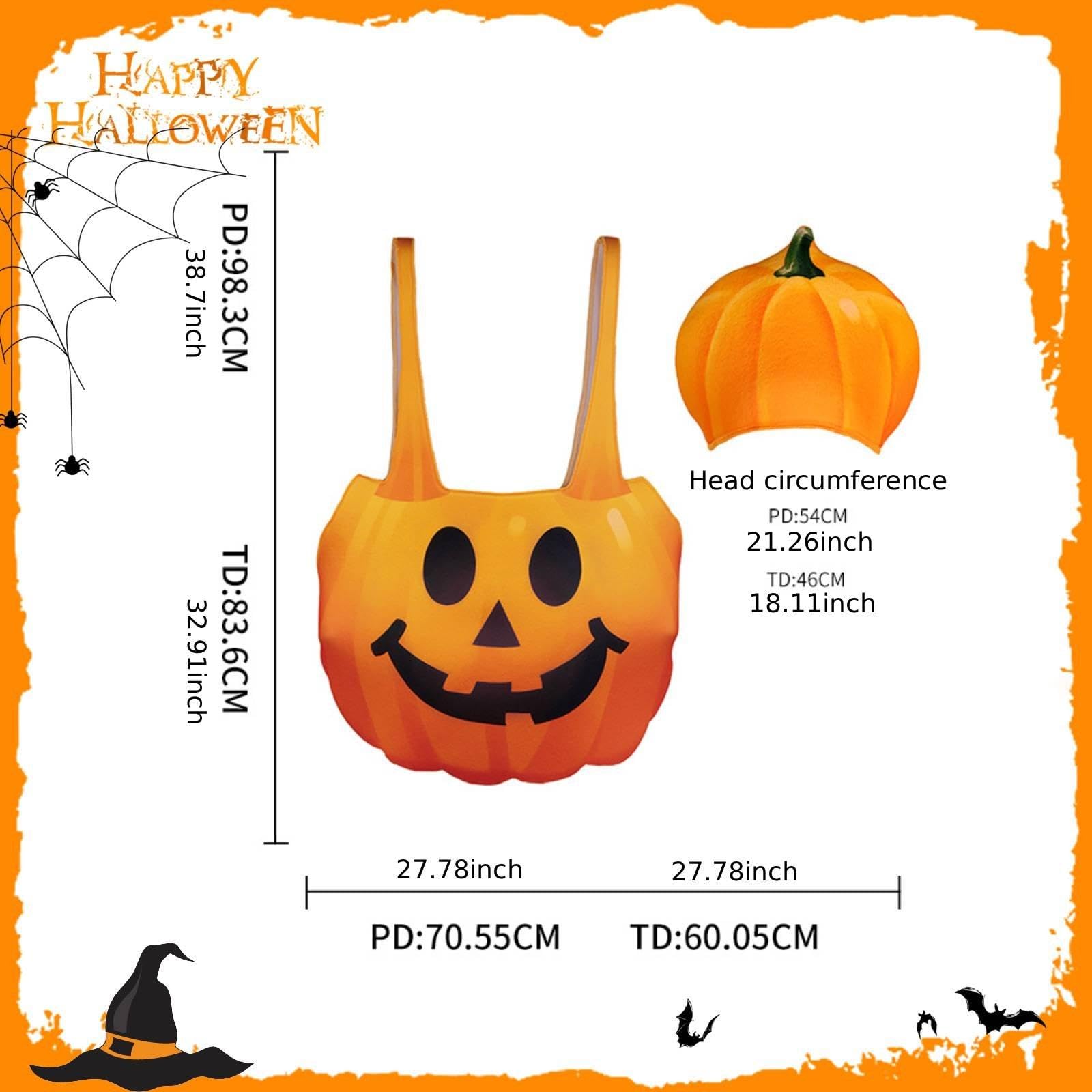 Set Costume da Zucca di Halloween: Un Travestimento Creativo, Un Divertente Abito per Giochi di Ruolo, Un Accessorio Originale E Comodo per Il Cosplay, Bambini