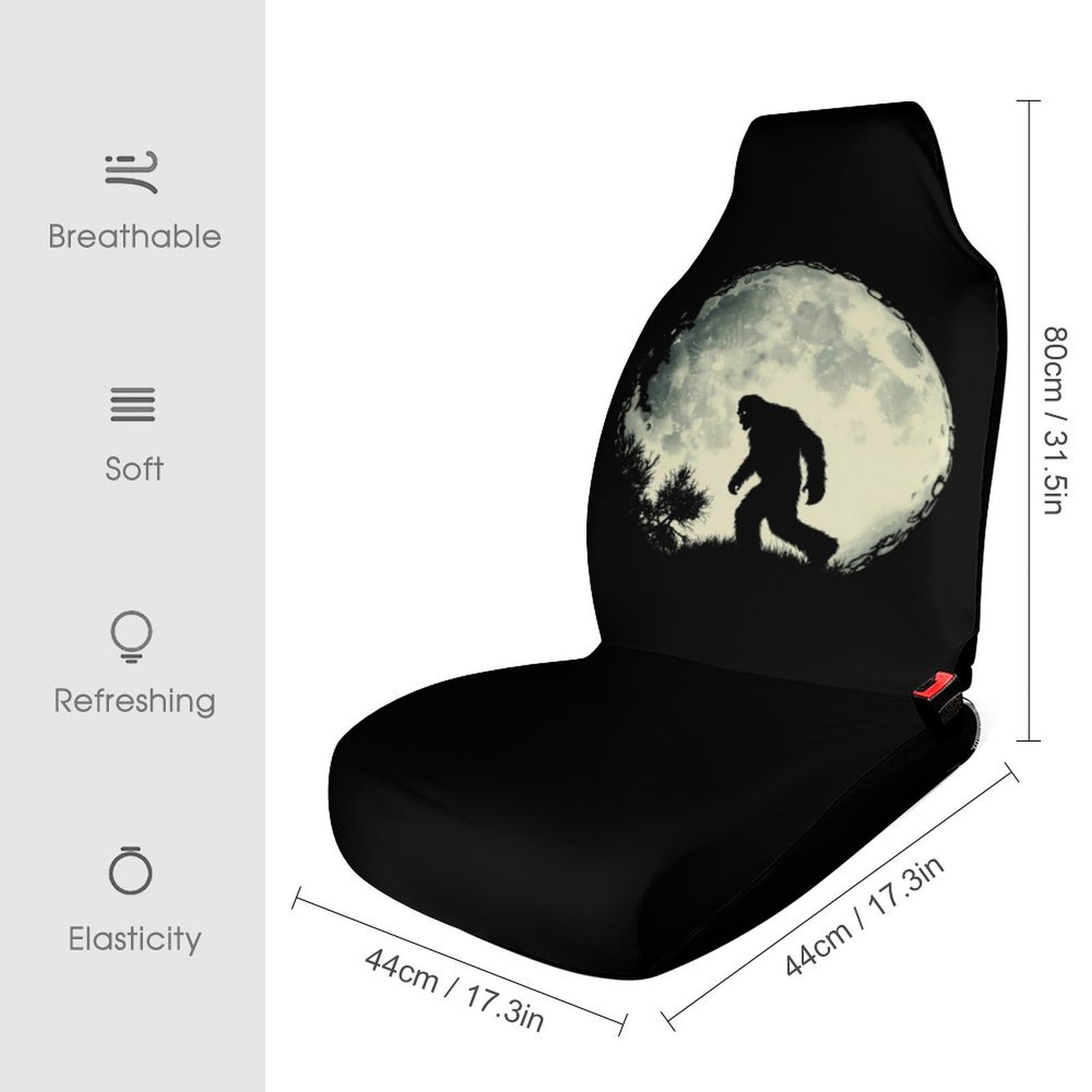 Bigfoot Full Moon Sasquatch Car Seat Covers Universal Car Front Seats Protector Auto Interior Accessories 1PCS