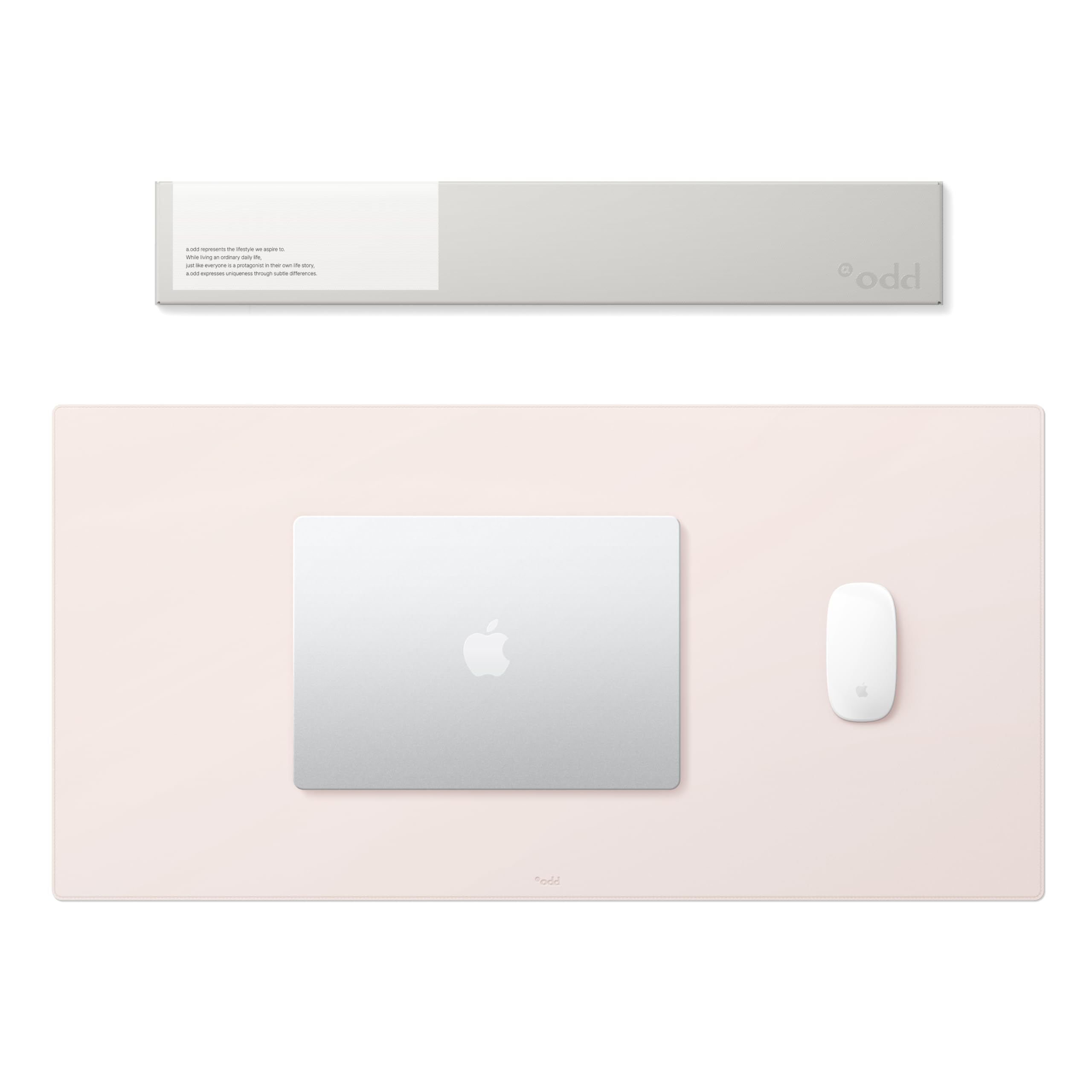 a.odd PU Leather Desk Mat | Large Mouse Pad & Desk Protector | Anti-Slip, Waterproof & Wipe-Clean Desk Pad for Home Office and Work (Mellow Pink)