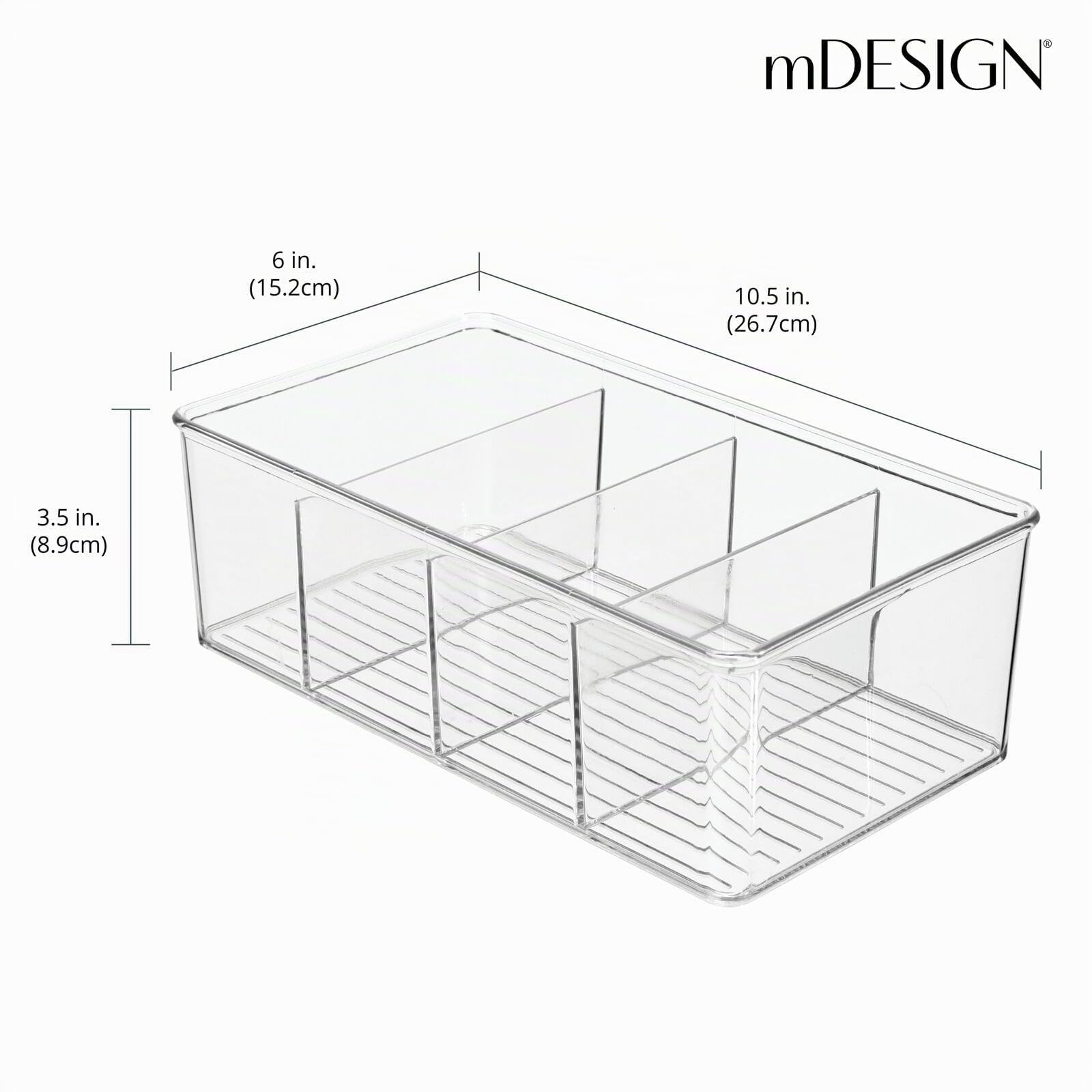 mDesign Stapelbare Aufbewahrungsbox (2er Set) - praktischer Aufbewahrungskorb aus Kunststoff mit 4 Fächern - moderne Küchenaufbewahrung für Suppen, Gewürze, etc. - transparent