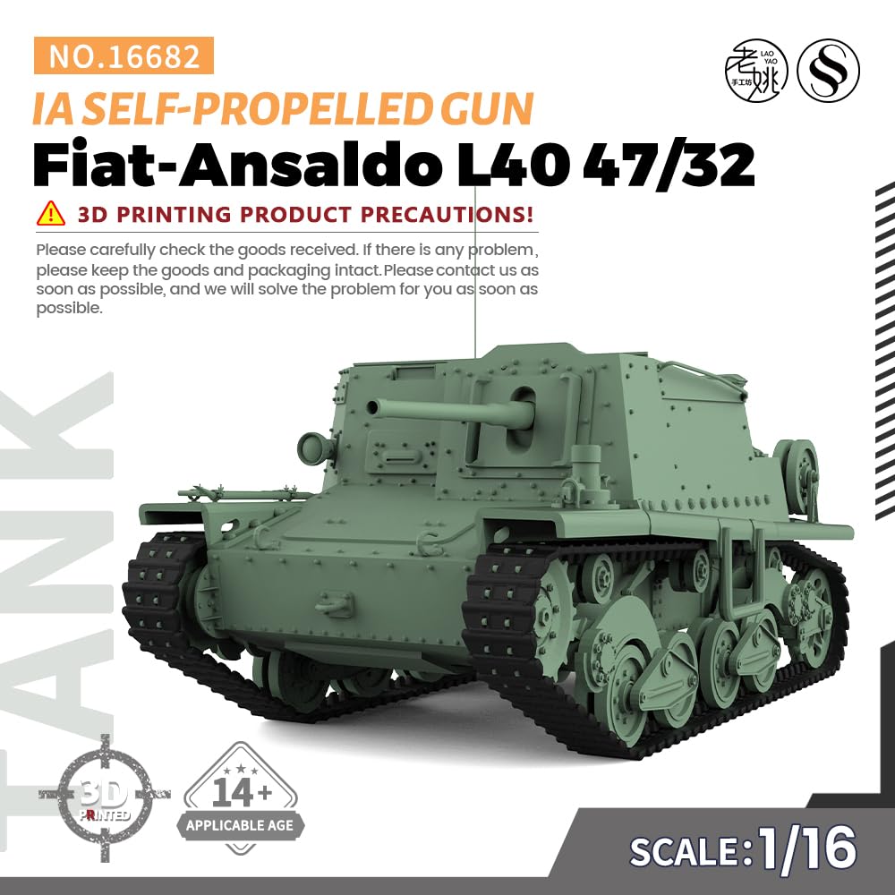 MRY-SFW SS16682 1/16 zestaw do budowy modelu wojskowego IA Fiat-Ansaldo L40 47/32 działo samobieżne