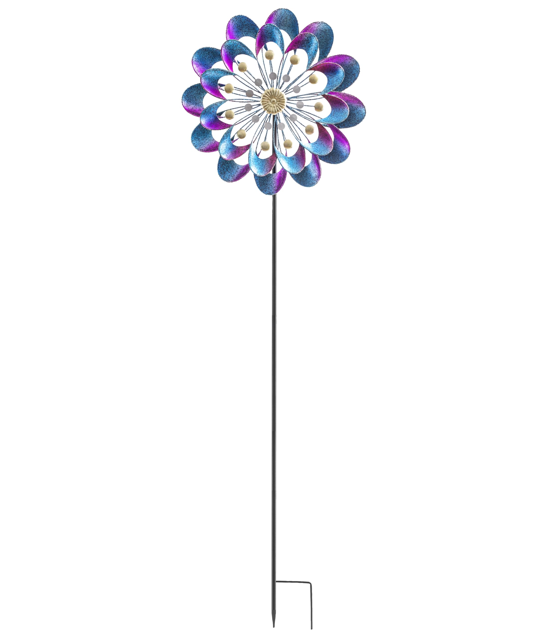 Dehner Windrad Diana, blau, Ø 38 cm, Höhe 133.5 cm | frostbeständiges Windspiel, Eisen