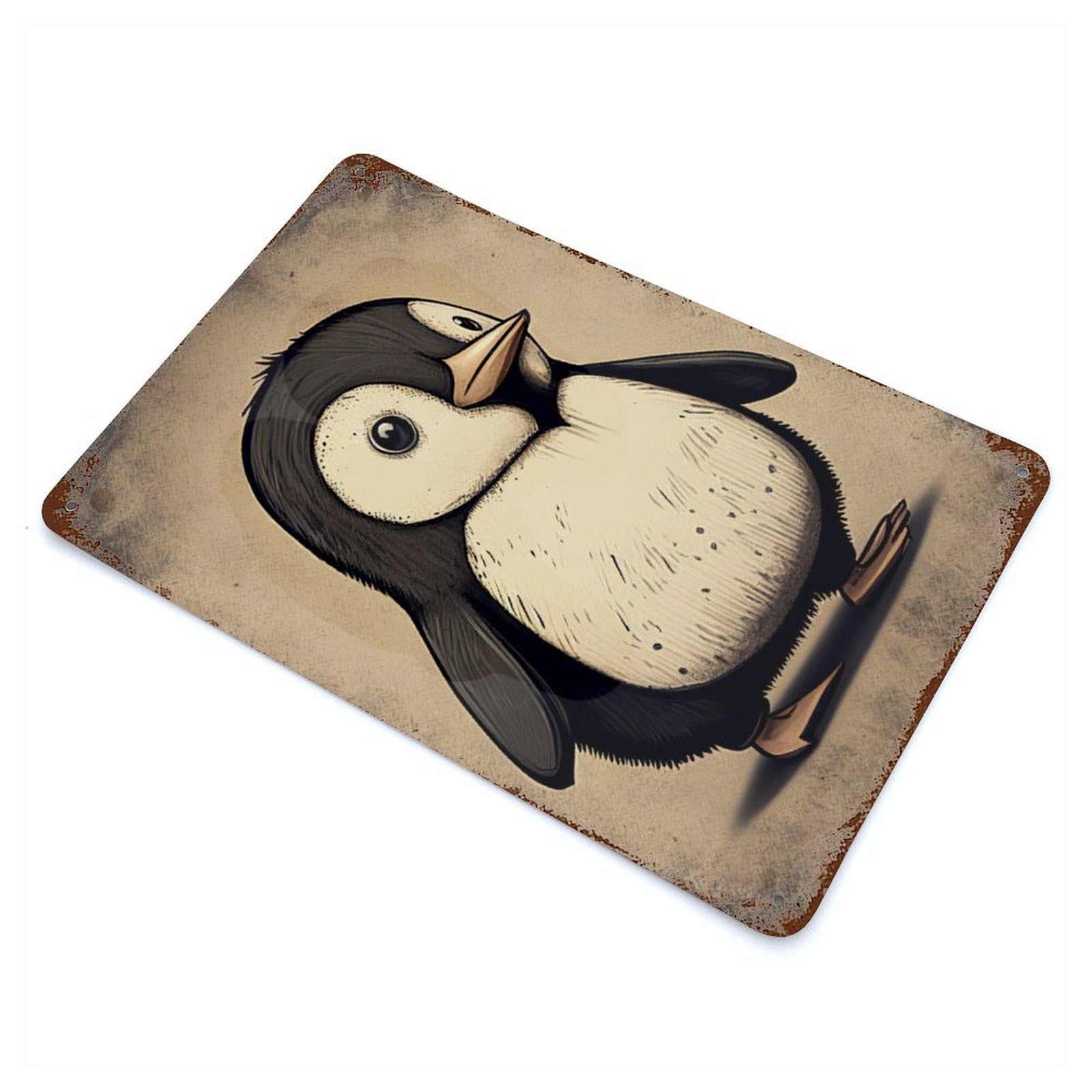 Penguin Cartoon Animal Decorative Tin Sign 11.8"x7.9", Retro Wall Decor for Living Room, Hallway And Home Decor