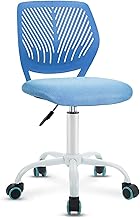 Giantex Low-Back Computer Desk Chair, Adjustable Kids Desk Chair Small Home Study Chair, Swivel Armless Mesh Task Office Chair w/Adjustable Height & Lumbar Support (Blue)
