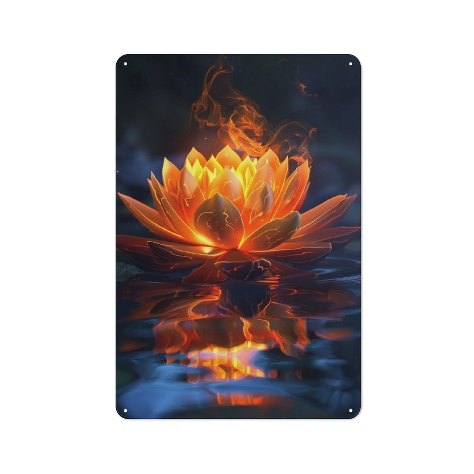 Junmoney Lotus Flower Vintage Tin Sign 30X20cm With For Home Office Or Studio, For Home Office Decor Fans Refreshing A Room In Autumn