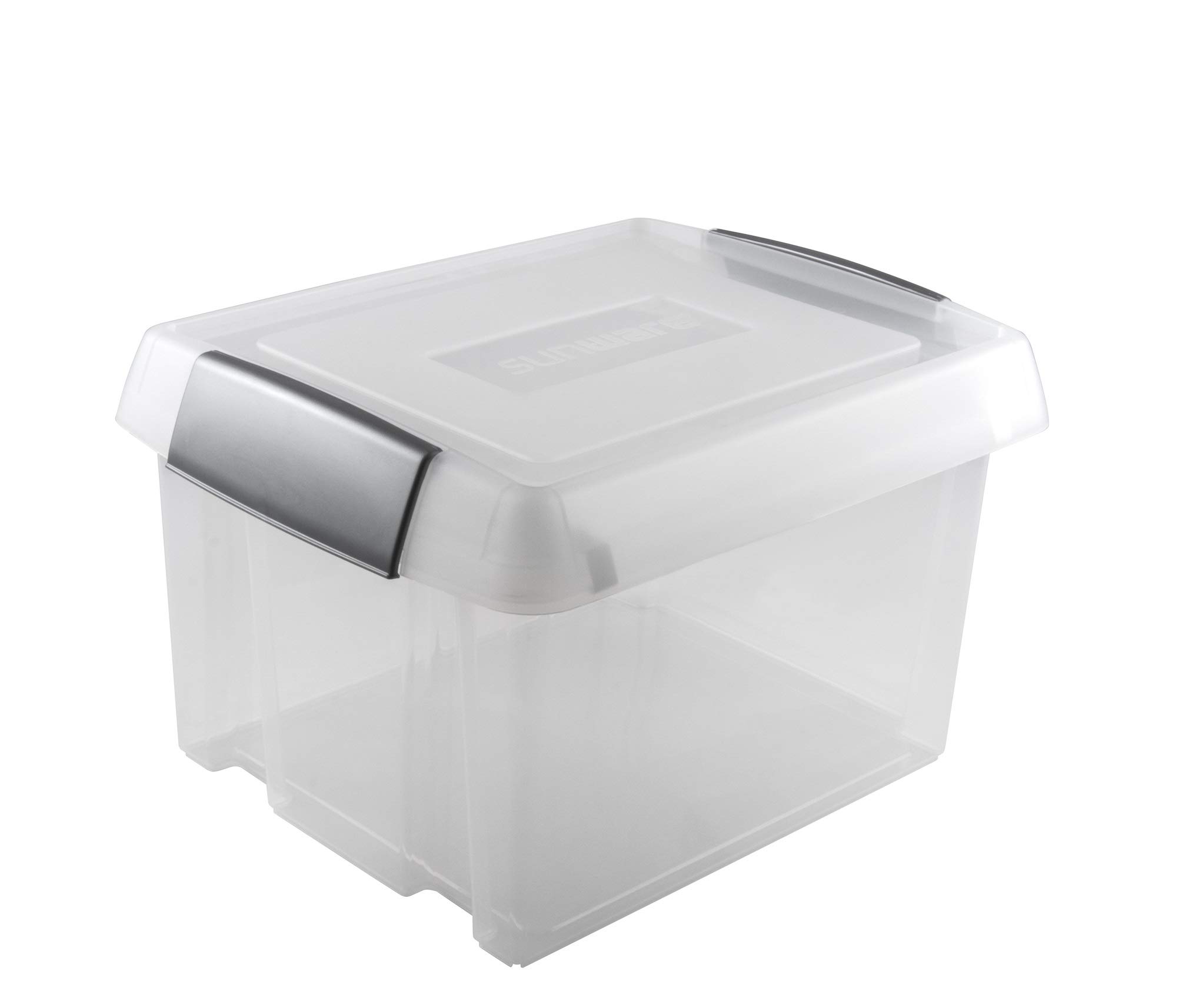 6 x Sunware Nesta Suspension Aktenbox 37 Liter+erhöhter Deckel+2 Streifen - 47,5 x 37 x 28cm - transparent/metallisch