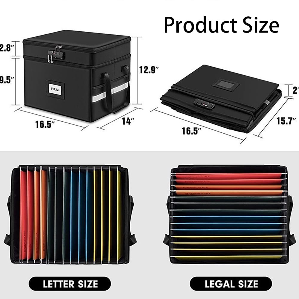 Bolsa de documentos ignífuga con cerradura,Caja de archivo portátil,Caja de archivo ignífuga e impermeable con cerradura(39,5x31x32,5cm),Adecuada para guardar documentos valiosos, papeles, etc.