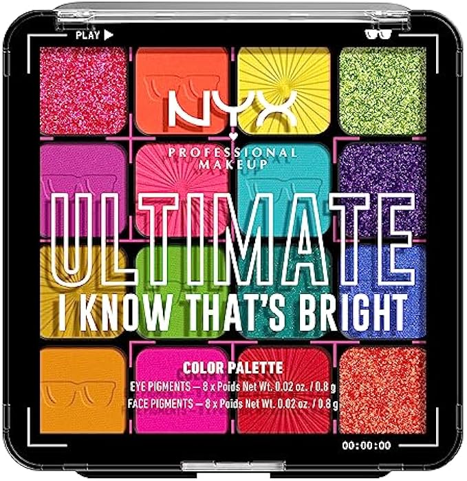 NYX PROFESSIONAL MAKEUP, Ultimate Shadow Palette, Eyeshadow Palette - I Know That's Bright