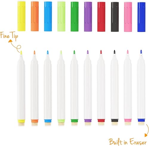 Miniatura 4 de Juego de libros de dibujo para niños, hojas reutilizables de borrado en seco con 10 marcadores, libro de práctica de escritura a mano, libro de