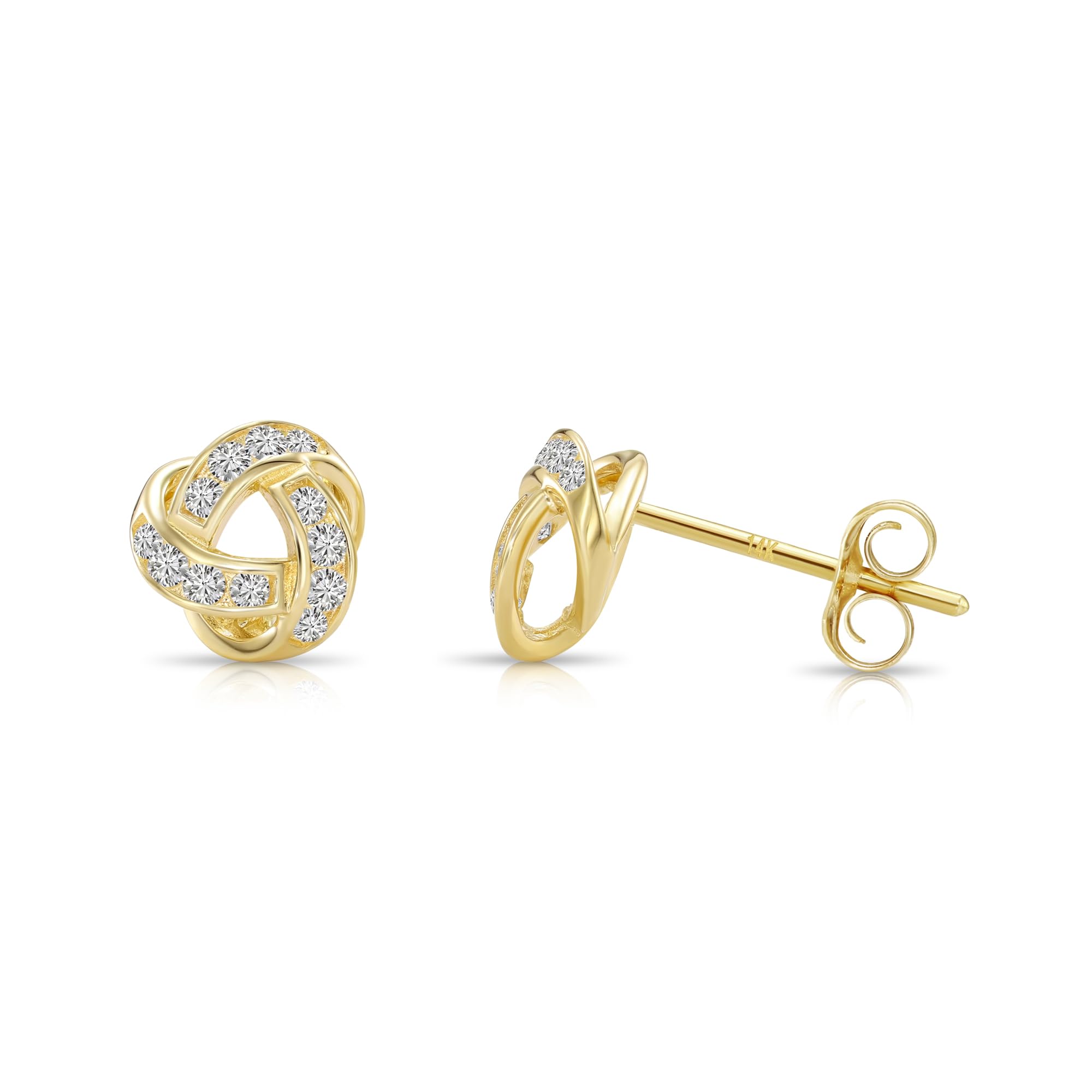 Tilo Jewelry 14k Gold Polished Love Knot Stud Earrings - 7mm- Push Back: Yellow Gold - Push-back