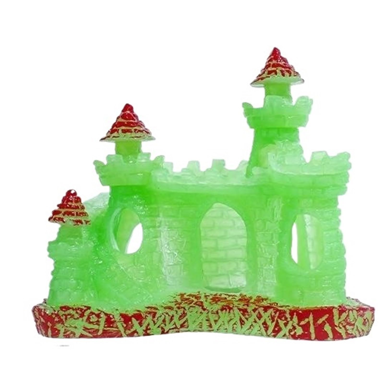 QuxetlRyz Aquarium Tunnel Decoration Artistic Castle Shaped Resin Rockery, One Piece Aquarium Decor, Fish Tank Adornment For Home Landscaping(Luminous)