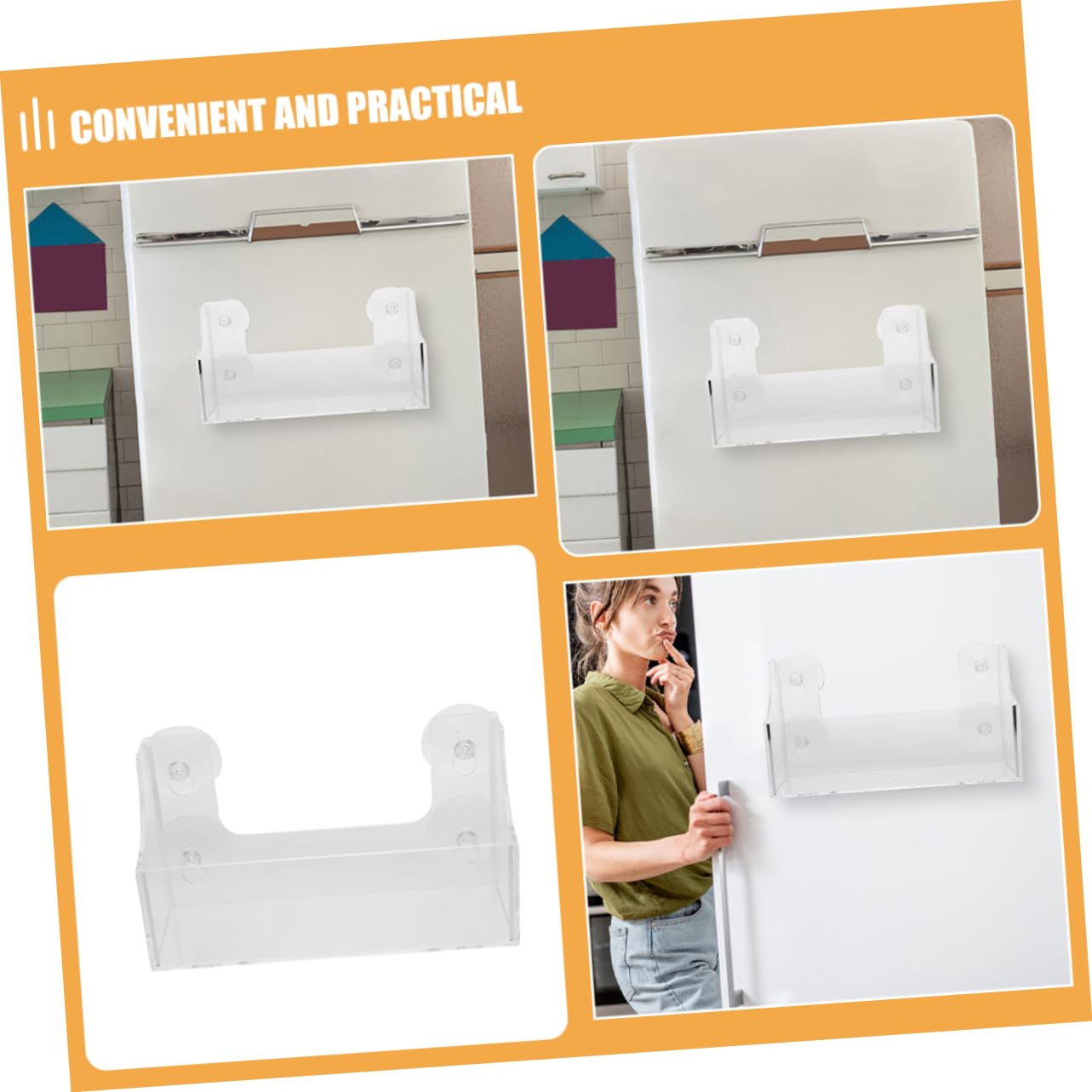 2pezzi Organizer per Bevande con Ventose Acrilico Supporto per Lattine da Frigorifero di Stoccaggio per Mantenere La Freschezza Casa e Ufficio