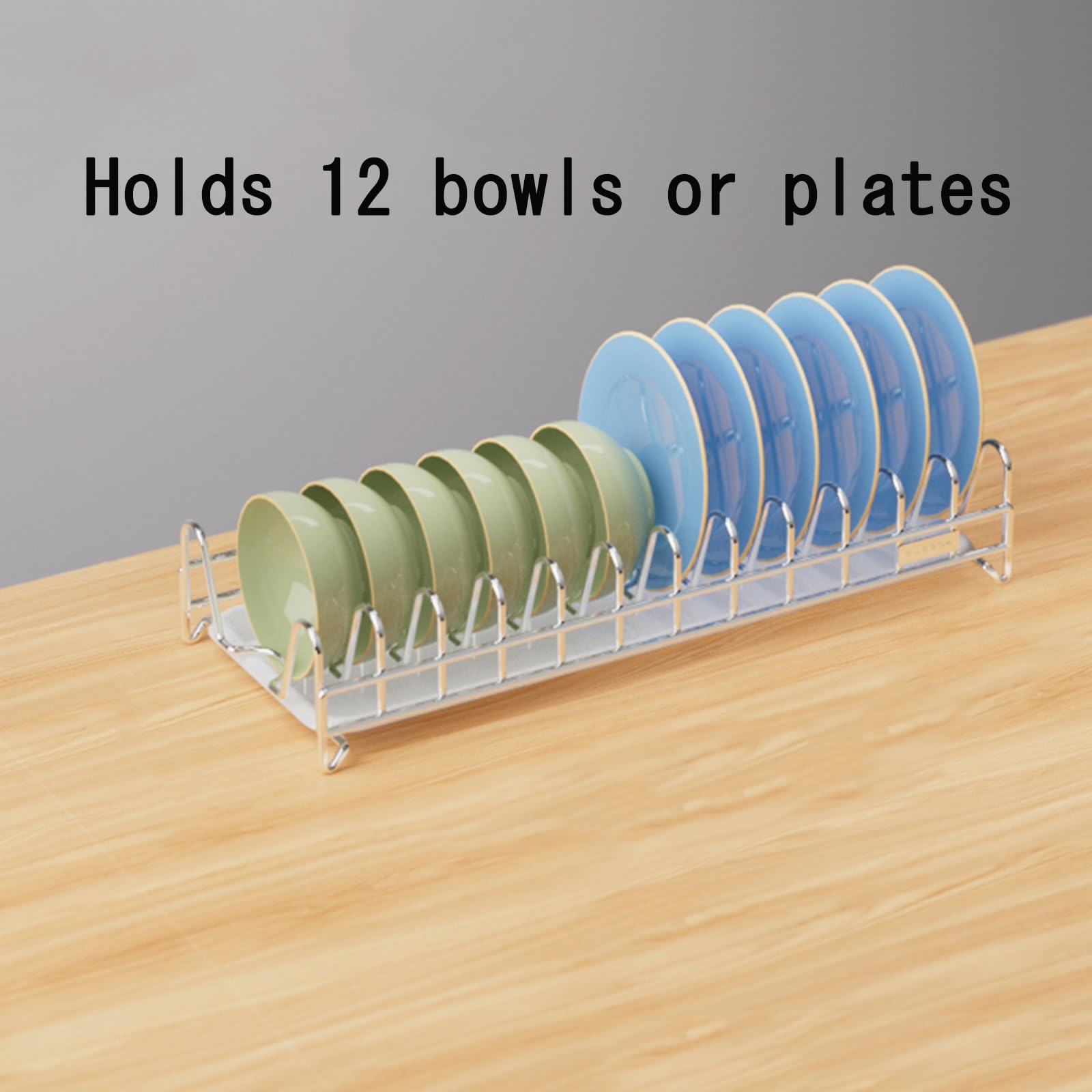 Scolapiatti con Vassoio di Raccolta, organizza Le stoviglie in spazi ristretti, scolapiatti per lavello, in Acciaio Inox antiruggine, salvaspazio per Cucina e Utensili (50,5 cm x 2