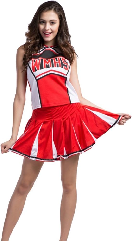 Ladies Sexy Varsity High School Cheer Girl Sexy Cheerleader Costume Uniform Halloween Fancy Dress Costume