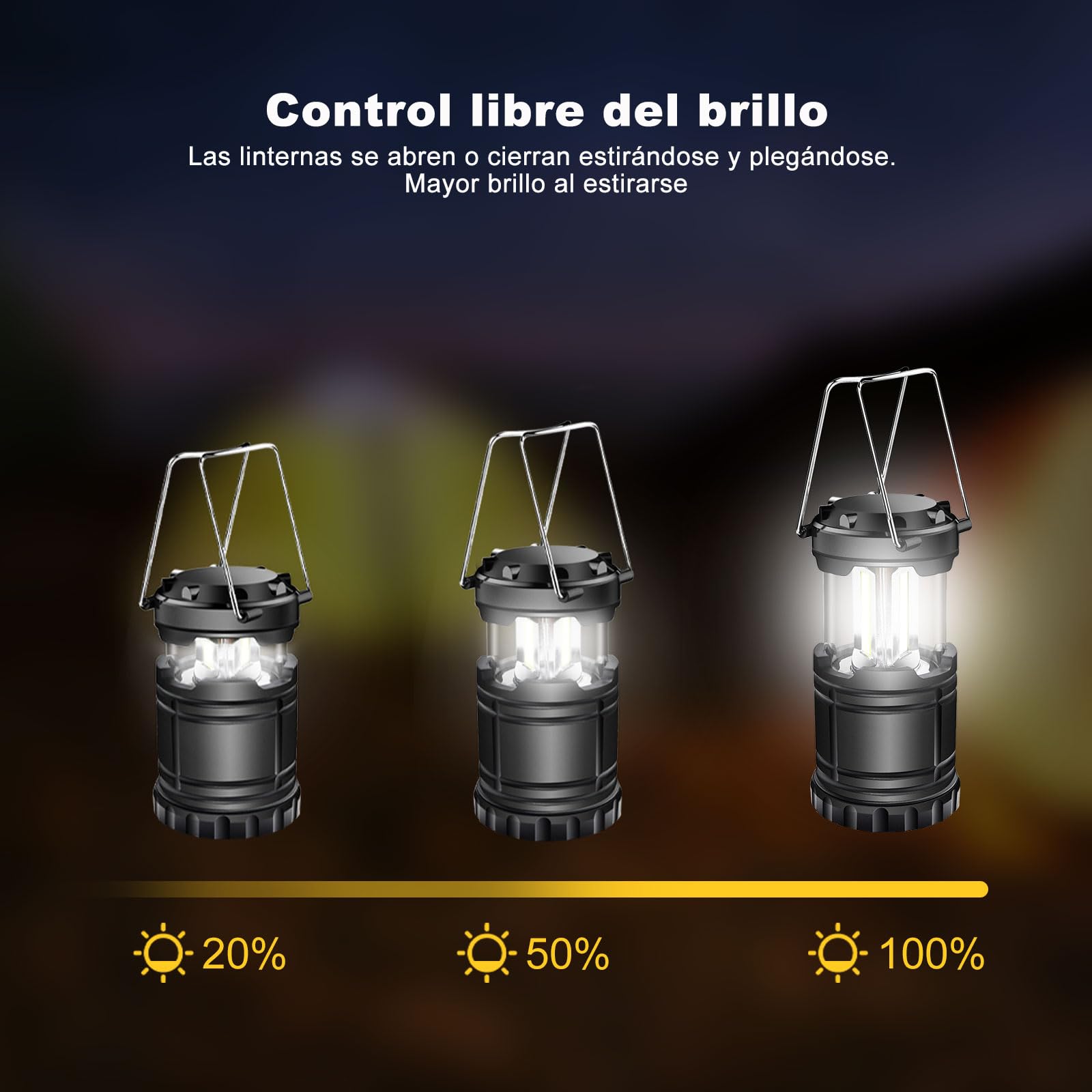 Linternas LED recargables plegables para camping emergencia huracán negro
