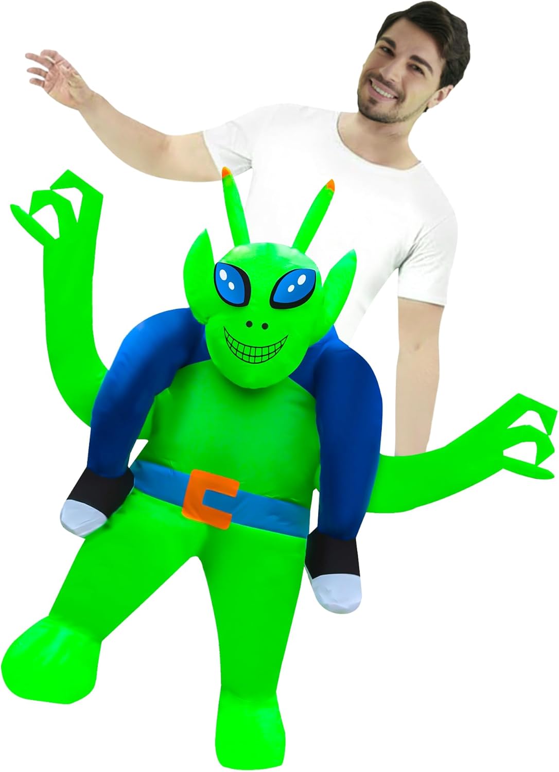 2 Packs Inflatable Alien Costume ET Costume Halloween Blow Up Costume Suit for Adult/Christmas/Halloween (2 -Pack Alien) - Image 7