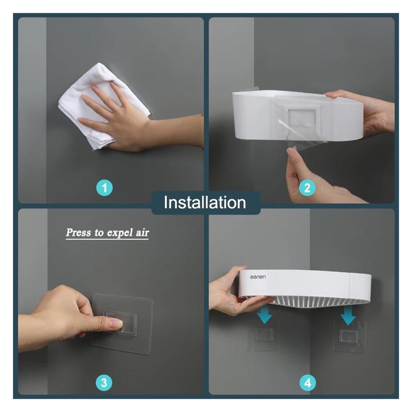 Mensole angolari per bagno, organizer da cucina, scaffale da parete per shampoo e doccia, set di accessori da bagno (triangolo con gancio)