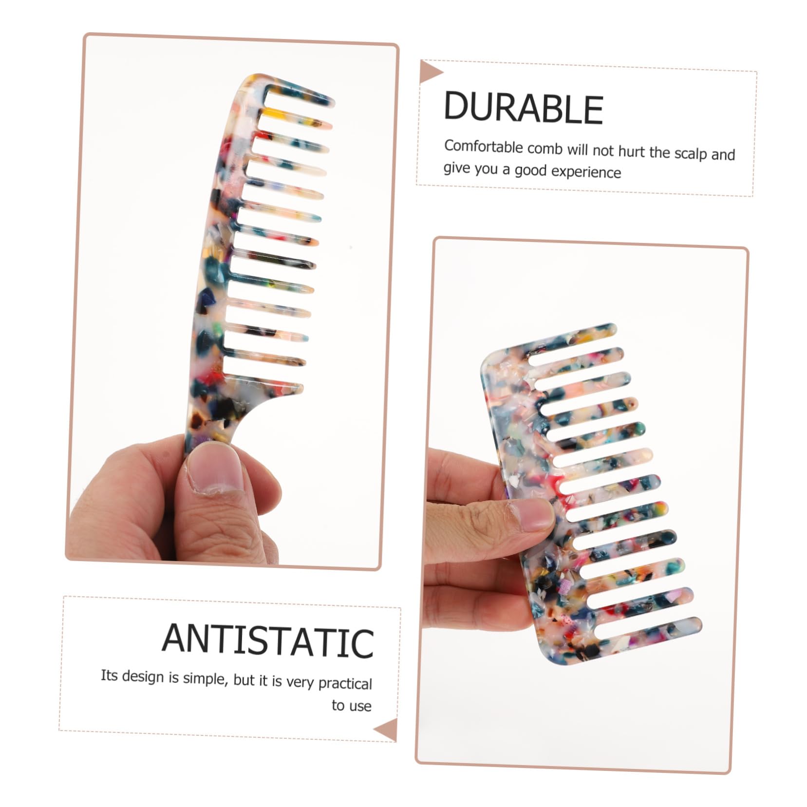 MAGICLULU 6piezas Peines De Dientes Anchos De Acetato Para Pelo Profesional Peine De Estilismo Seco y Húmedo Para Tipo De Cabello