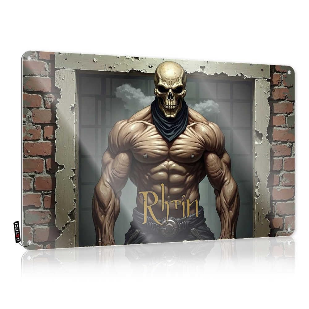 Fzfn Colour Rhin: The Muscular Skeleton Guardian Cocoa Funny - Decoration Sweet Vintage Wall Art(30X40cm)