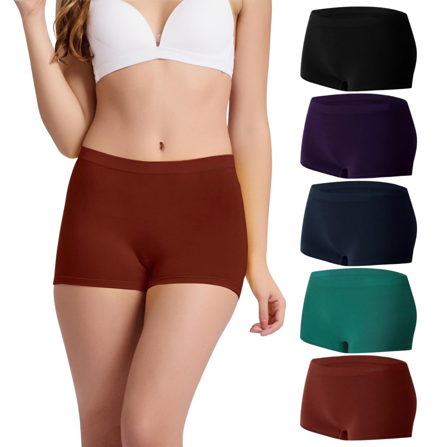 fashiol Women's Soft and Comfortable Boyshort Paties - Seamless High Waist Underwear for All Day Comfort - Set of 3-picture-16