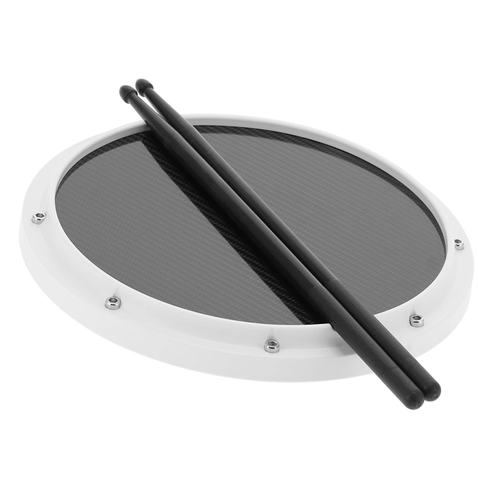 Generic Generic Drum Pad Training Mata Antypoślizgowa z Włókna Węglowego z Pałeczkami, Pochłaniająca Wstrząsy 12-calowa Podkładka Perkusyjna dla Początkujących, do ćwiczeń Perkusyjnych