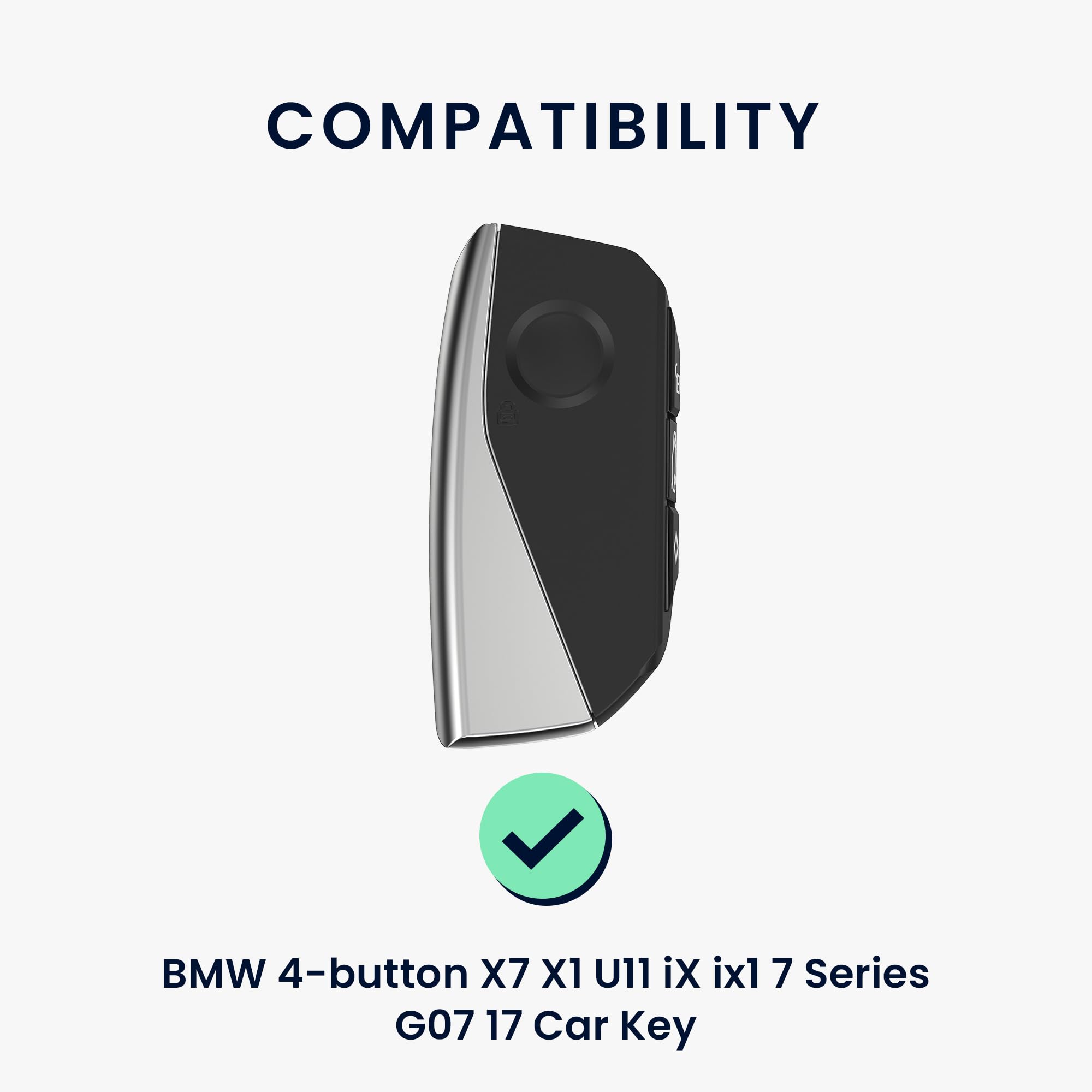 kwmobile Akcesoria do kluczyka samochodowego kompatybilne z BMW 4-przyciski, X7, X1, U11, iX ix1, seria 7, G07, I7, kluczyk samochodowy, etui z prawdziwej skóry z brelokiem, kolor czarny