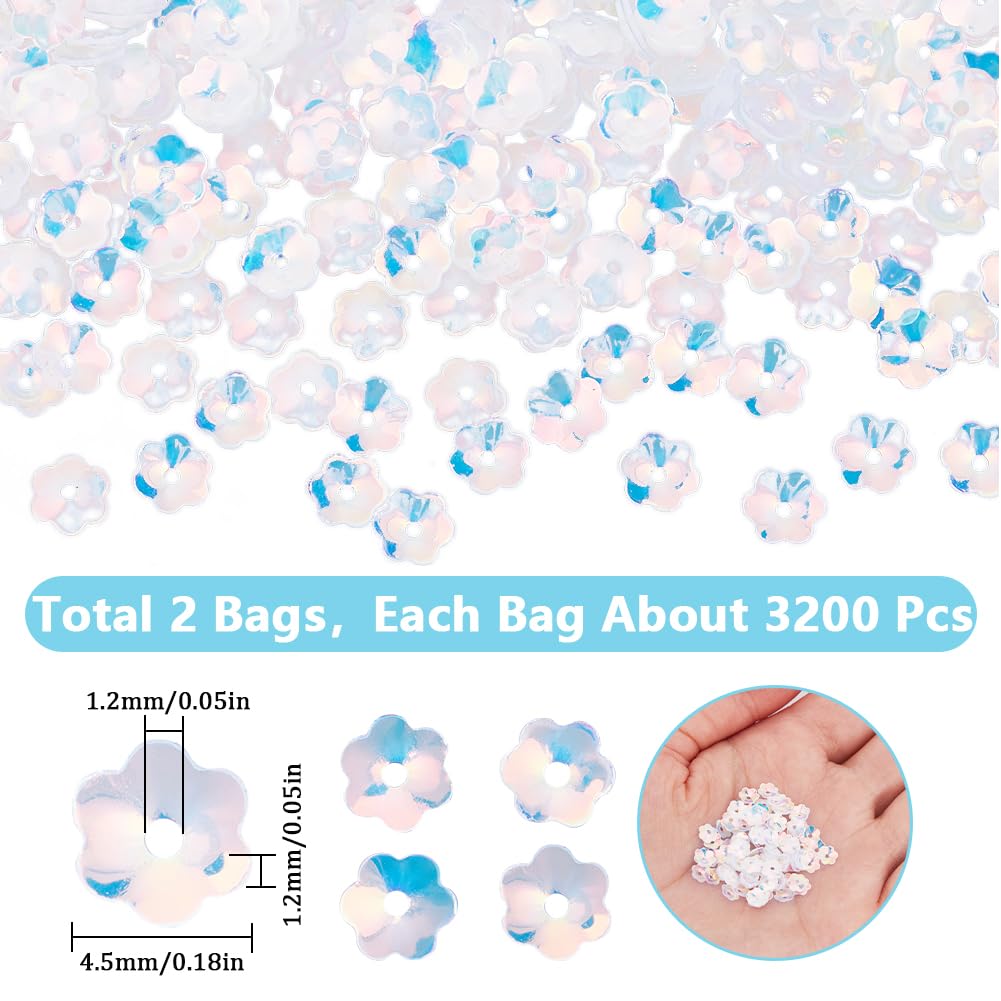 SUNNYCLUE 1 Box About 3600Pcs Small Sequins Clear Flat Sequin Bulk Plastic PVC Crystal Iridescent Paillettes Art Glitters Round Loose Hole Spangles for Sewing Craft DIY Embroidery Ornament Accessories - Image 2