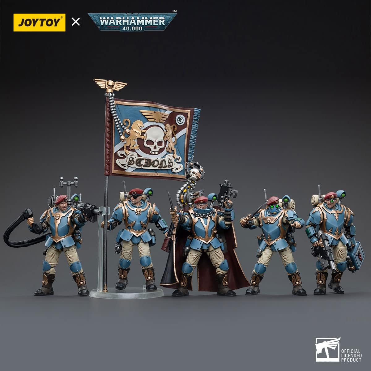 LEBOO JOYTOY Warhammer 40K 1/18 Action Figure Astra Militarum Tempestus Scions Command Squad 55th Kappic Eagles