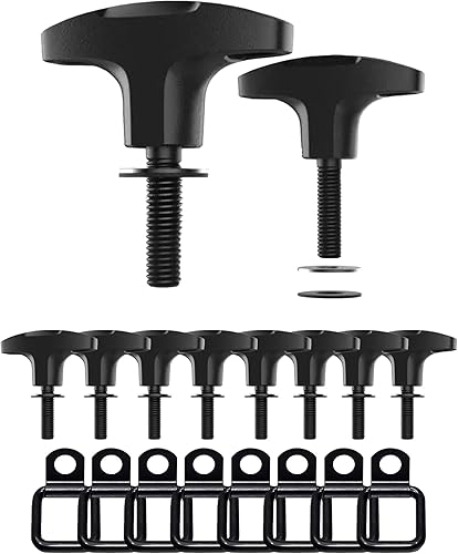 Miniatura 181 de GPCA juego de 6 tornillos estriados de cabeza resistente, de fácil liberación, con tuercas, arandelas y anillos para sujeción para Jeep Wrangler YJ